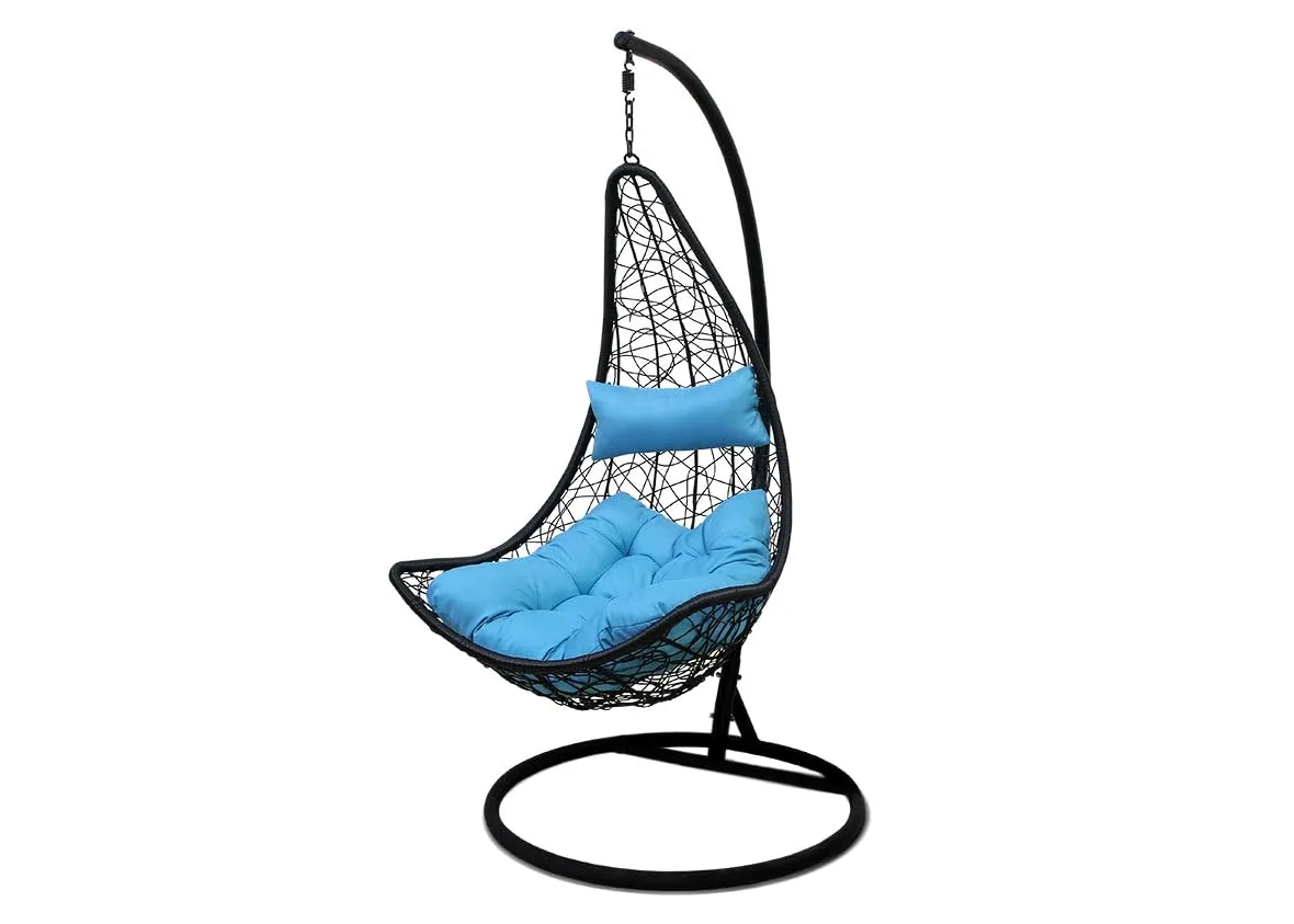 S & S Saldos y Stocks Silla Colgante Mecedora Once. Muebles de Jardin o Terraza Blanco, Cojines Gris