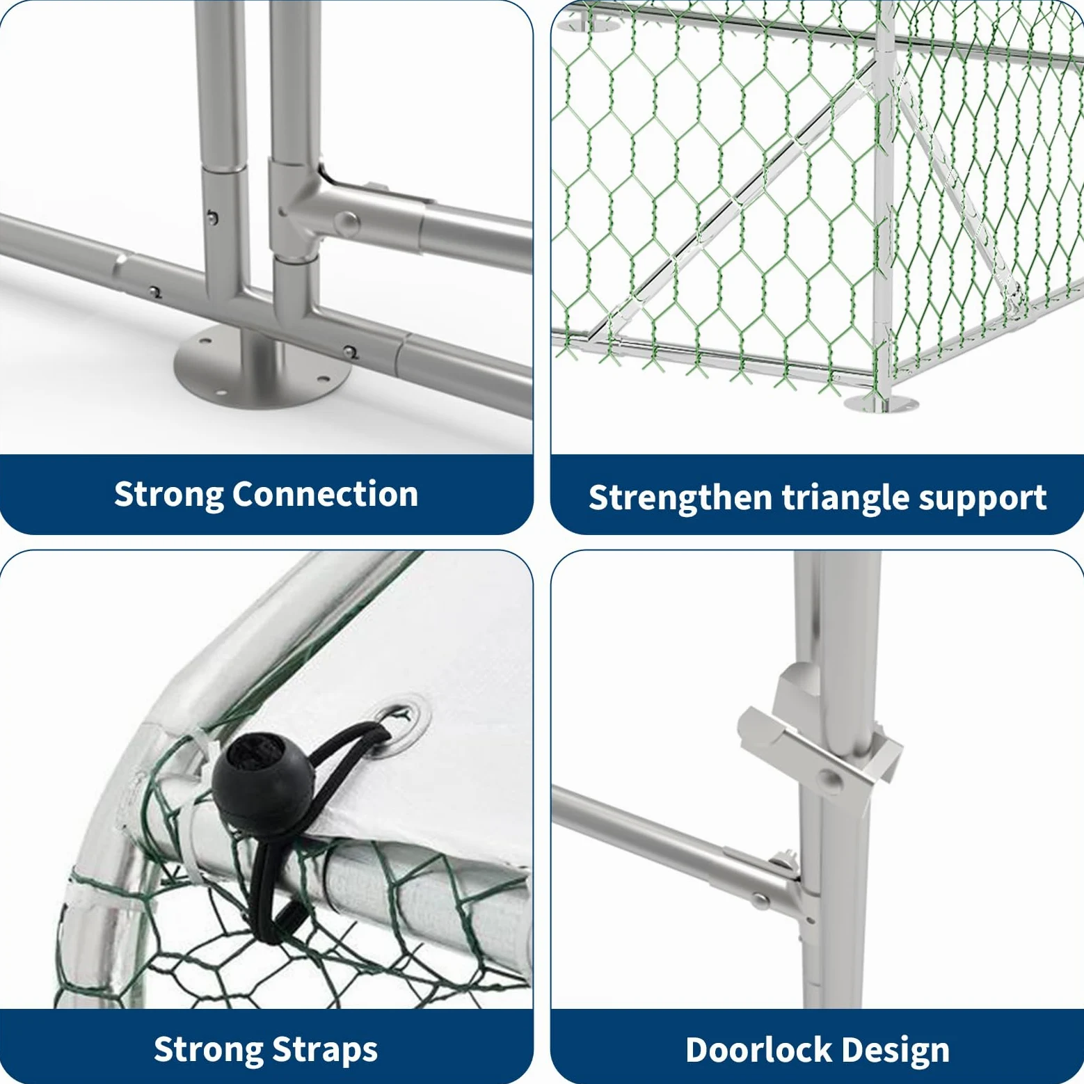 Garvee Gallinero Exterior Grande de Metal 3x2x2m, Jaula para Aves con Estructura de Acero Galvanizado Reforzado de 0.8mm, Recinto de Corral con Cubierta Impermeable y Anti-UV, Doble Puerta con Cierre