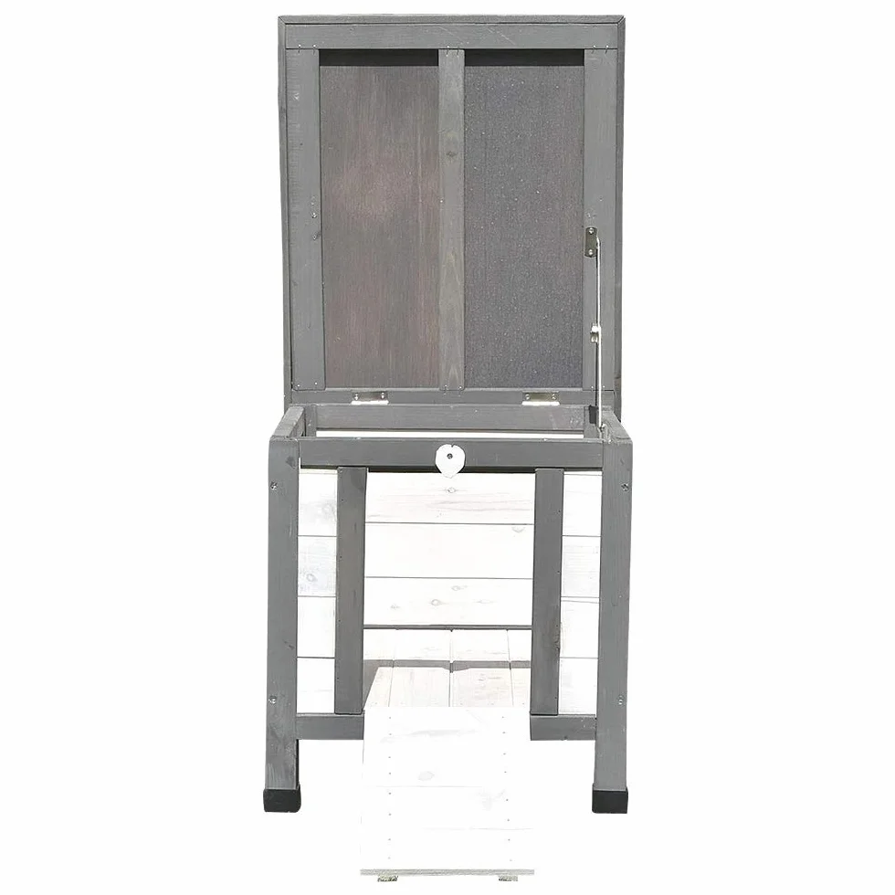 Melko Casa de erizo resistente al invierno con suelo y techo resistente a la intemperie para erizos con tapa plegable, 50 x 45 x 43 cm, cabaña para erizos, color gris y blanco
