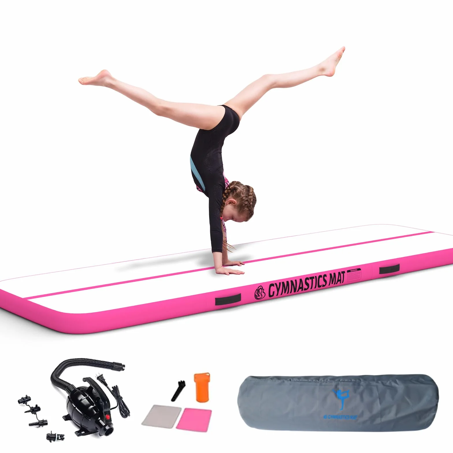 Tapis de Tumbling Gymnastique avec Pompe à Air Sac de Transport Maison Extérieur Yoga