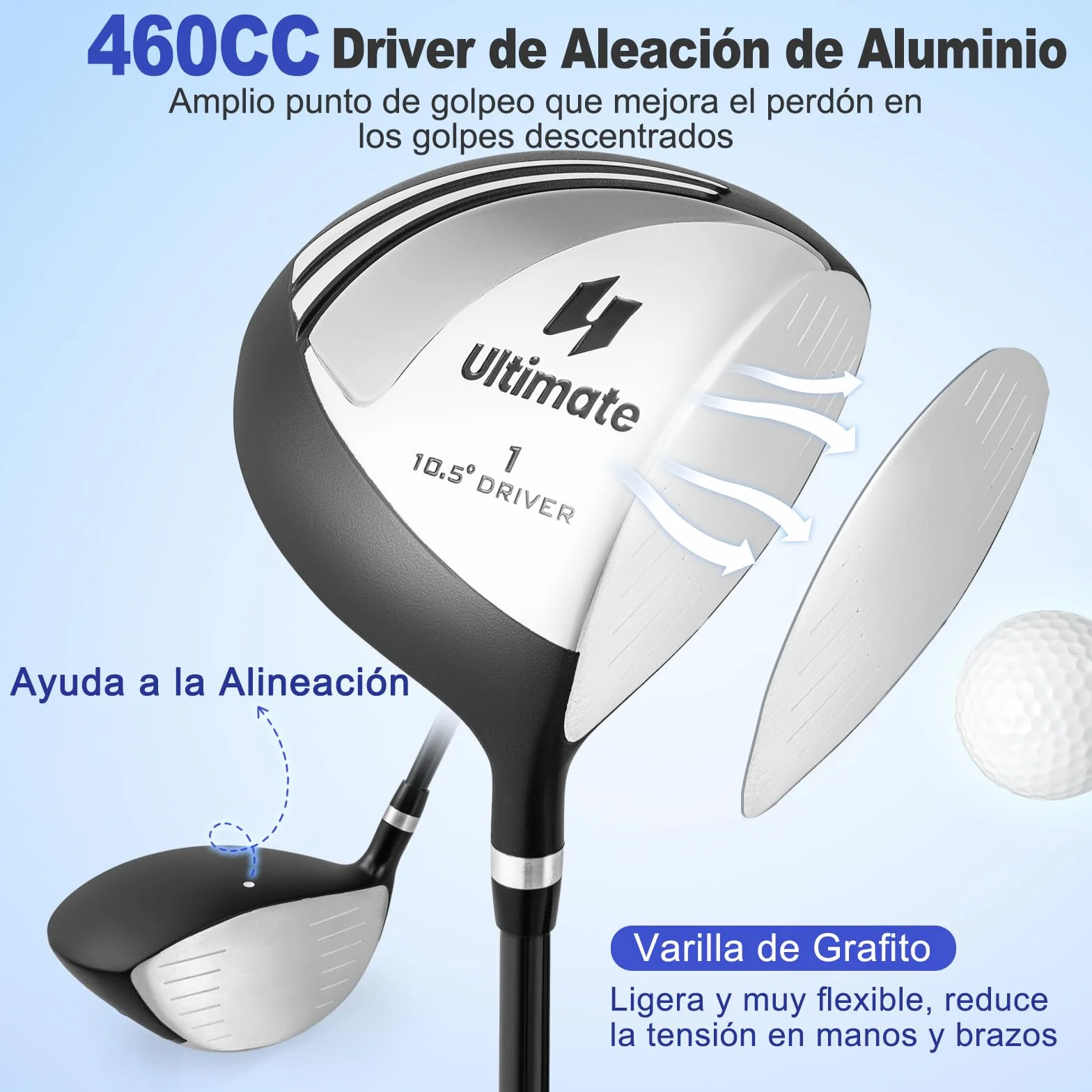 GOPLUS Juego Completo de Palos de Golf, Driver, Fairway, Hybrid y Bolsa, para Hombres y Adolescentes, Mano Derecha
