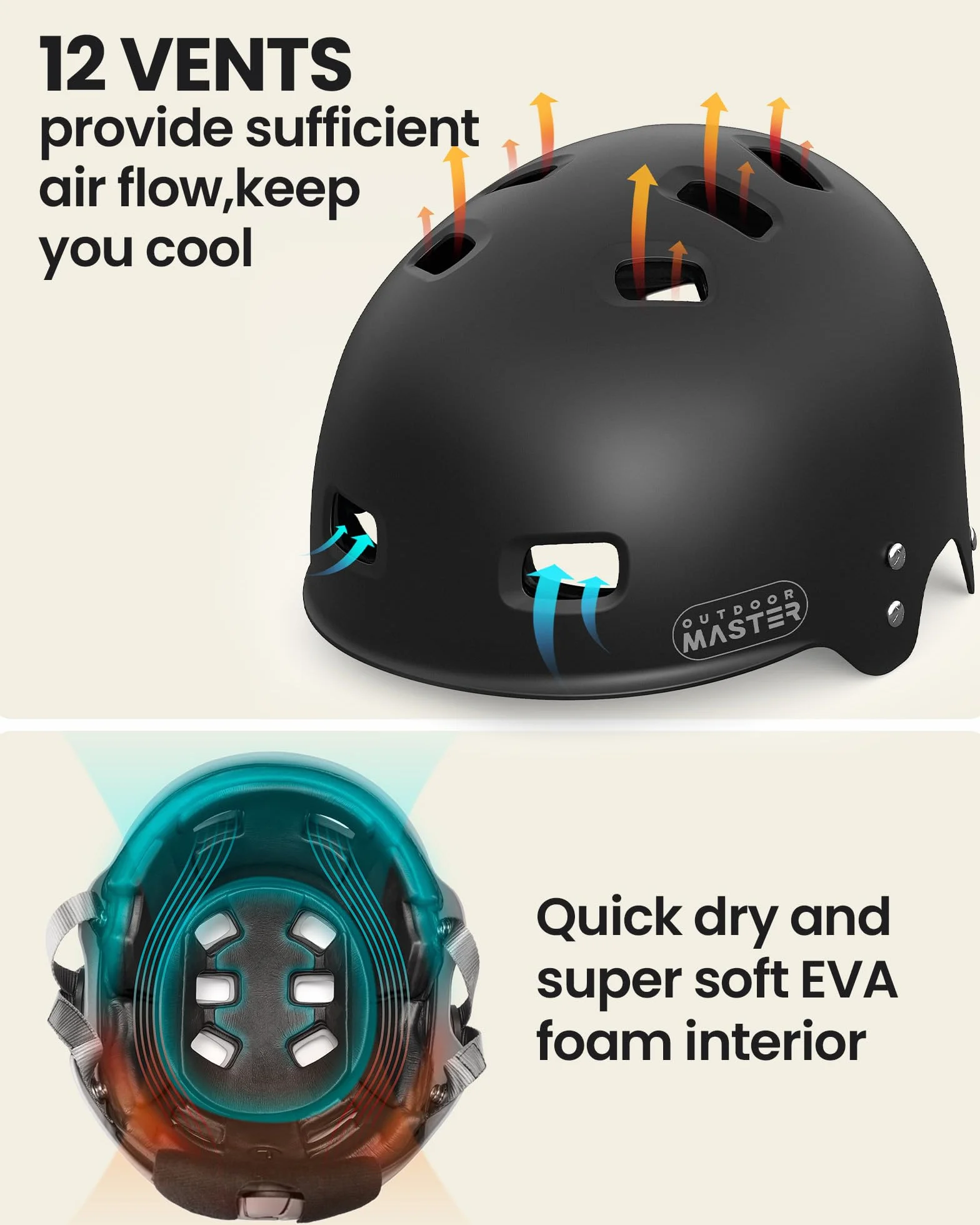 OutdoorMaster Casco de kayak wakeboard agua blanca con almohadillas para los oídos 12 rejillas de ventilación ajuste