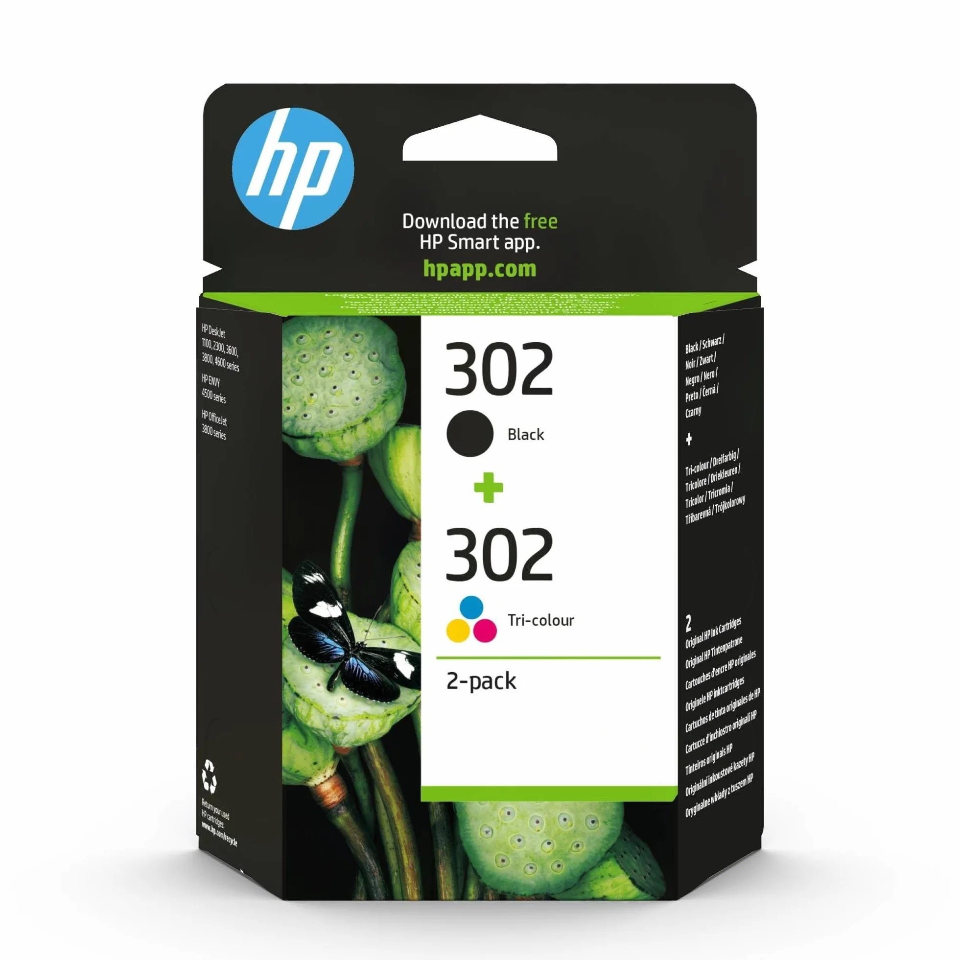 HP 302 X4D37AE Pack de 2 Cartuchos de Tinta Originales Negro y Tricolor Compatible con Impresoras HP DeskJet 1110 2130 3630 ENVY 4520 OfficeJet 3830 4650 5220