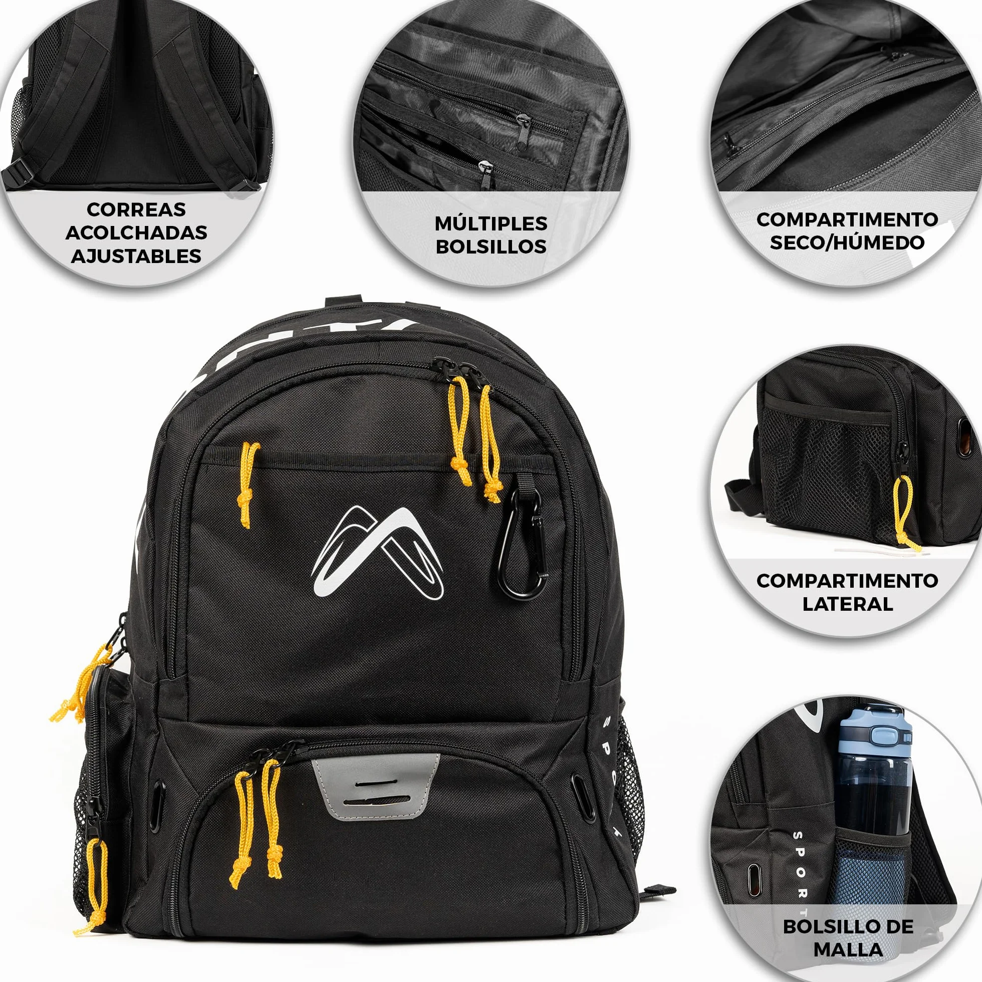 Mochila Fútbol Impermeable con Zapatillero y Compartimento Balón, Niños y Adultos