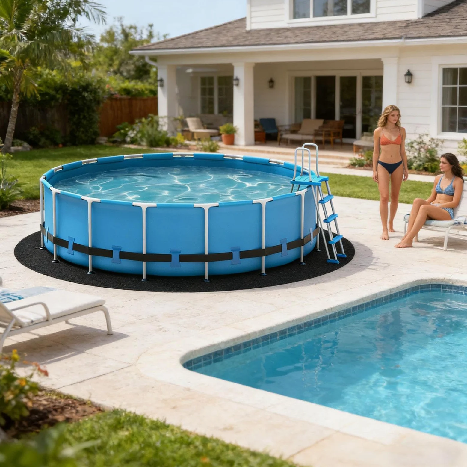 Alfombrilla Para Piscina De 3 M/3,6 M/4 M , Para Debajo De La Piscina, Alfombrilla Extragruesa Para Proteger El Suelo, Resistente A Pinchazos Y Desgarros, Prolonga La Vida Útil Del Revestimiento