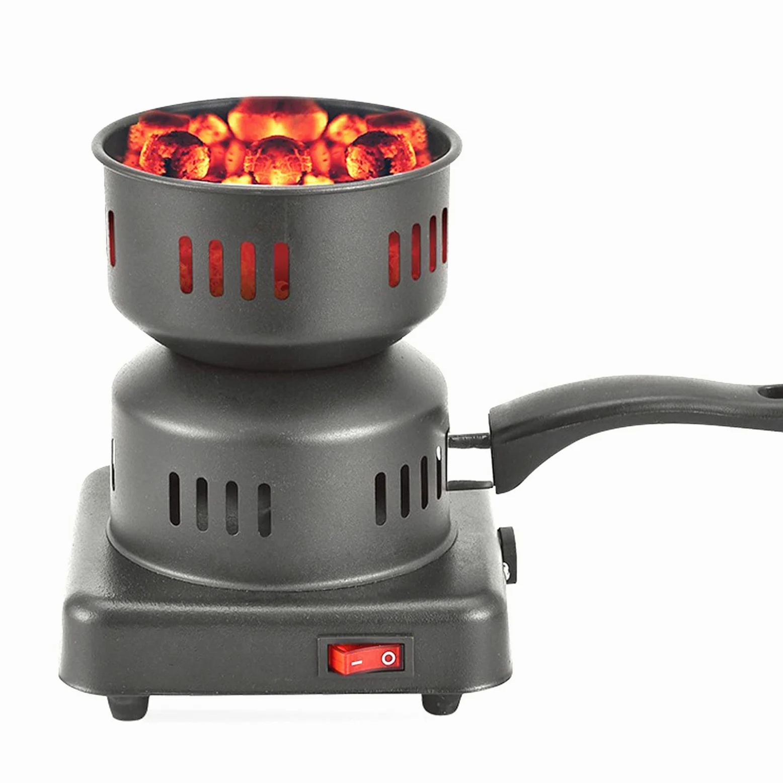 Quemador eléctrico de carbón vegetal de acero inoxidable de 100 W con mango desmontable, calentamiento rápido para acampar al aire libre y barbacoa