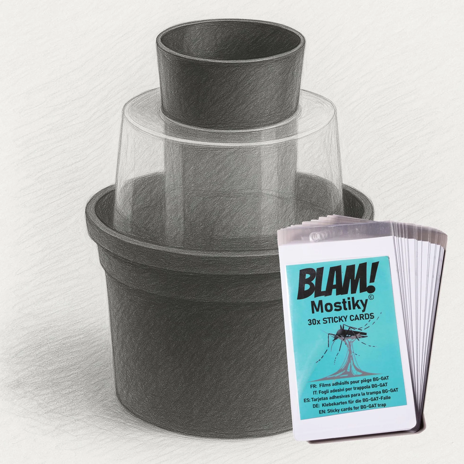 Mostiky: 30 Tarjetas Adhesivas compatibles con Biogents BG-GAT. Paquete de 30 Tarjetas Adhesivas para capturar Mosquitos Tigre Antes de Que pongan Sus Huevos.