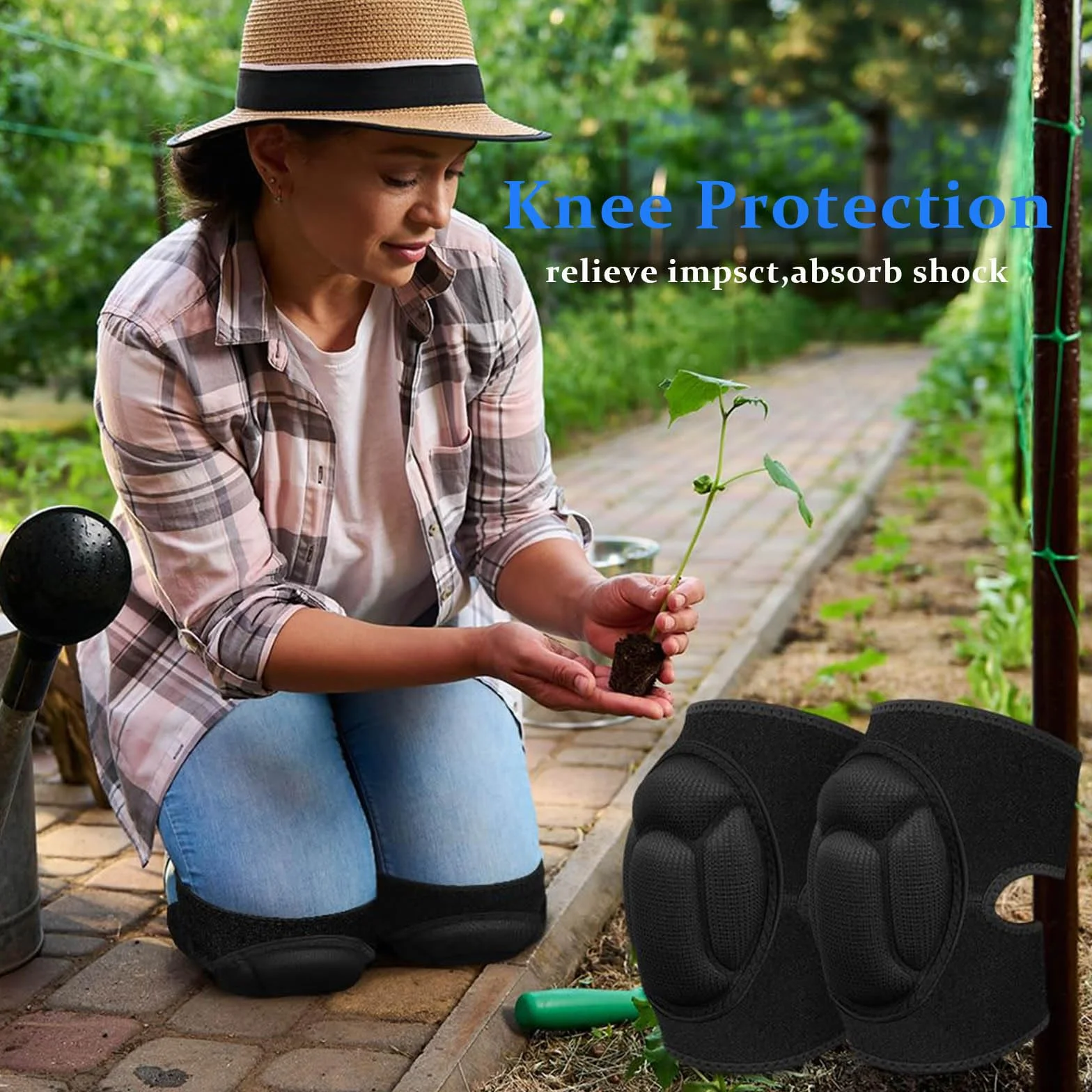 Rodilleras de Trabajo, Protección para la Rodilla, Esponja Eva de 20mm Engrosamiento, Ajustables, Anti-colisión para Voleibol, Baile, Jardín