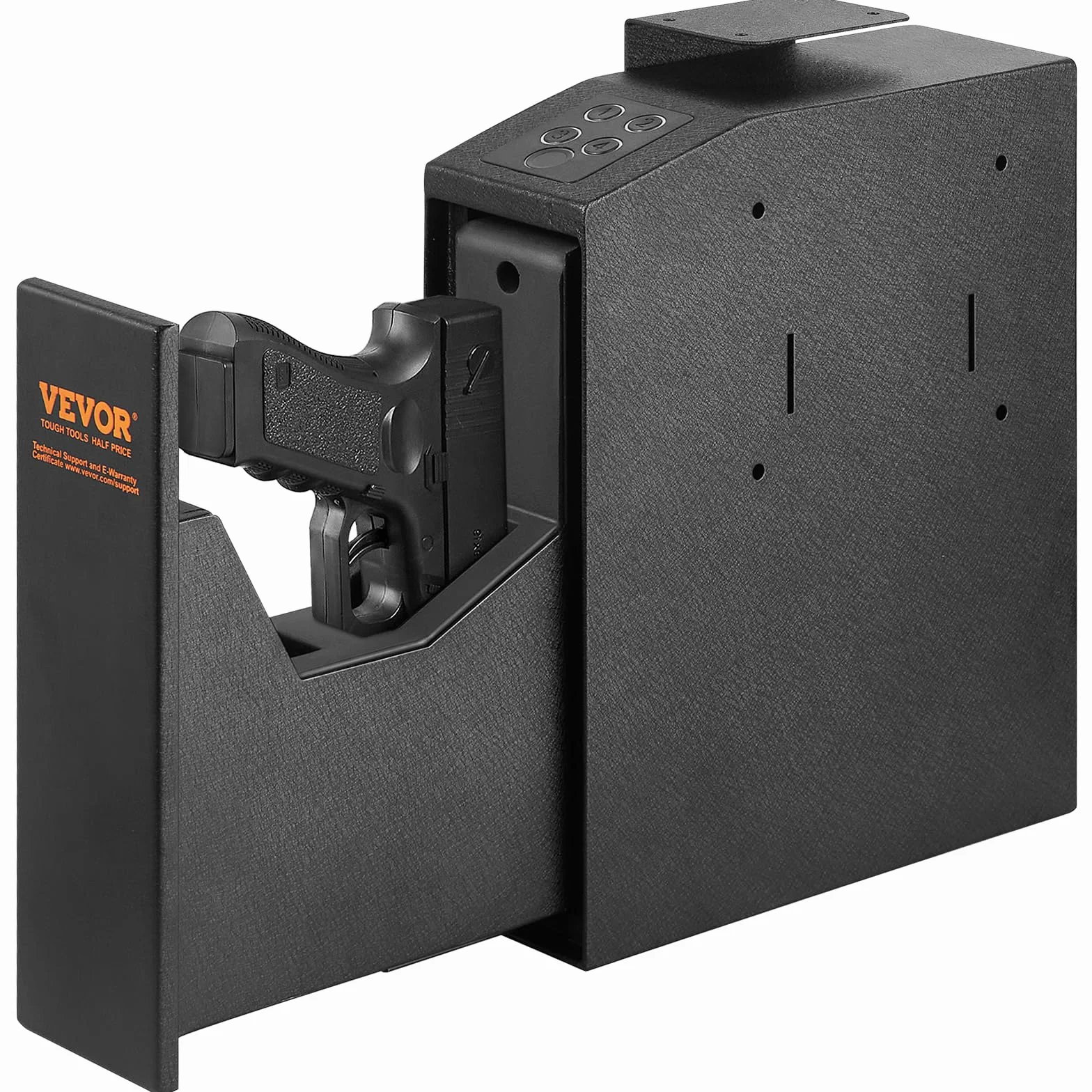 VEVOR Caja Fuerte para Armas Biométrica de Acero para 1 Pistola, 25,5x9,5x32 cm, Negro