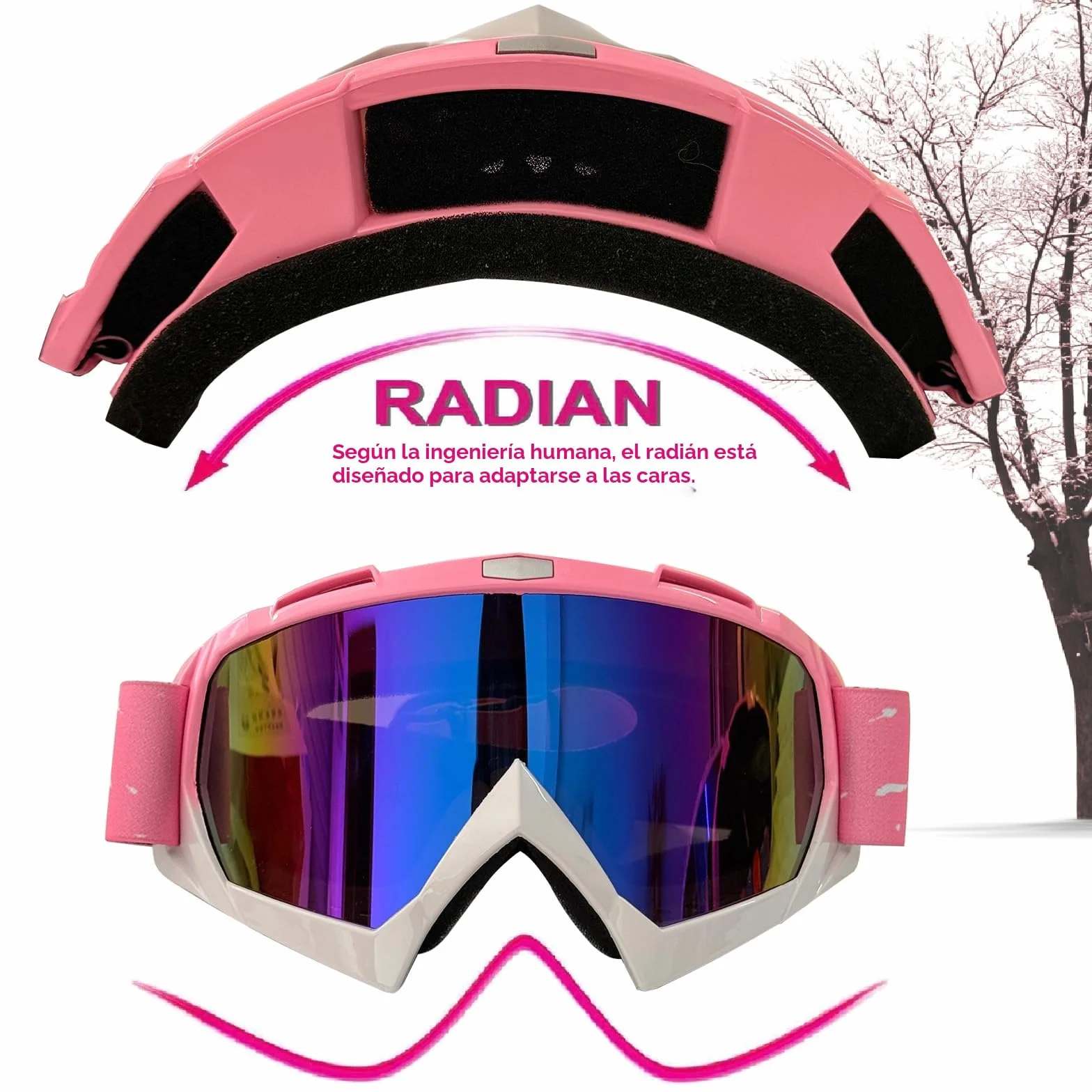 DONGZQAN Skibrille Damen Rosa OTG Mit Schaumstoffpolsterung Outdoor
