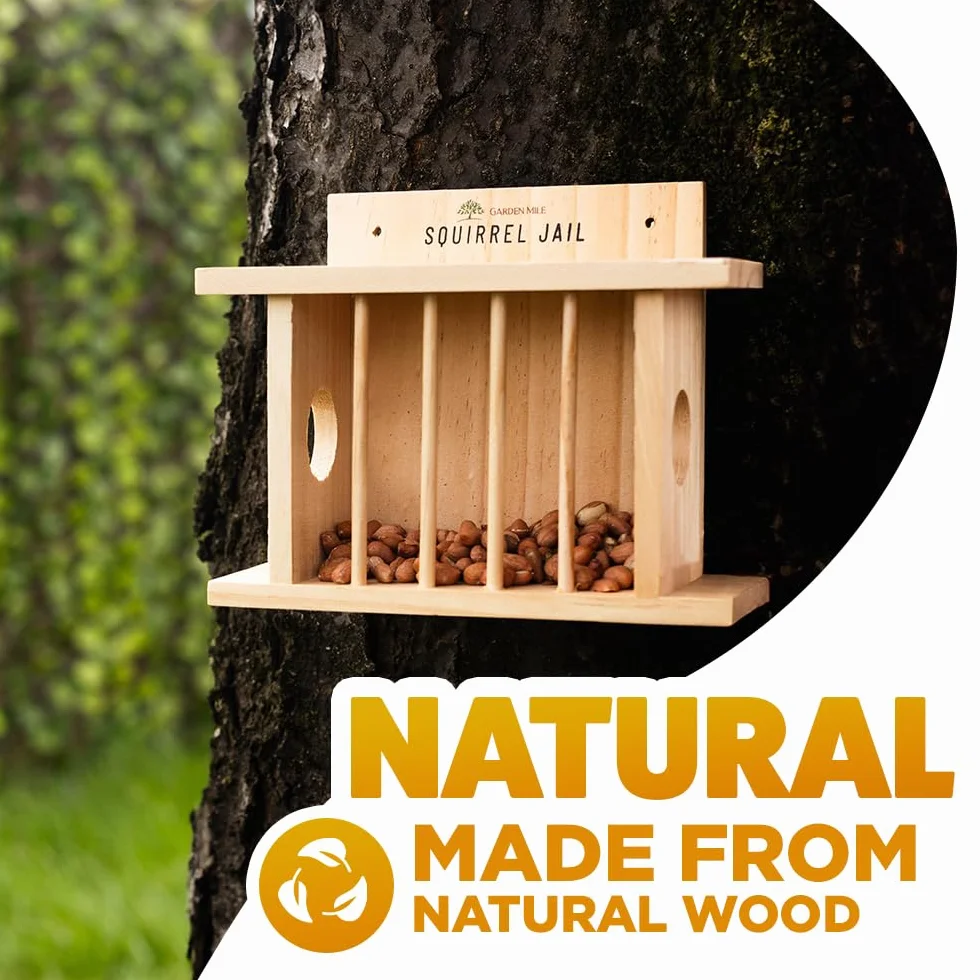 Garden Mile Comedero de ardillas y comedero para pájaros, mesa de picnic grande de madera, estación de alimentación duradera para vida silvestre al aire libre, adorno de jardín para pájaros y ardillas