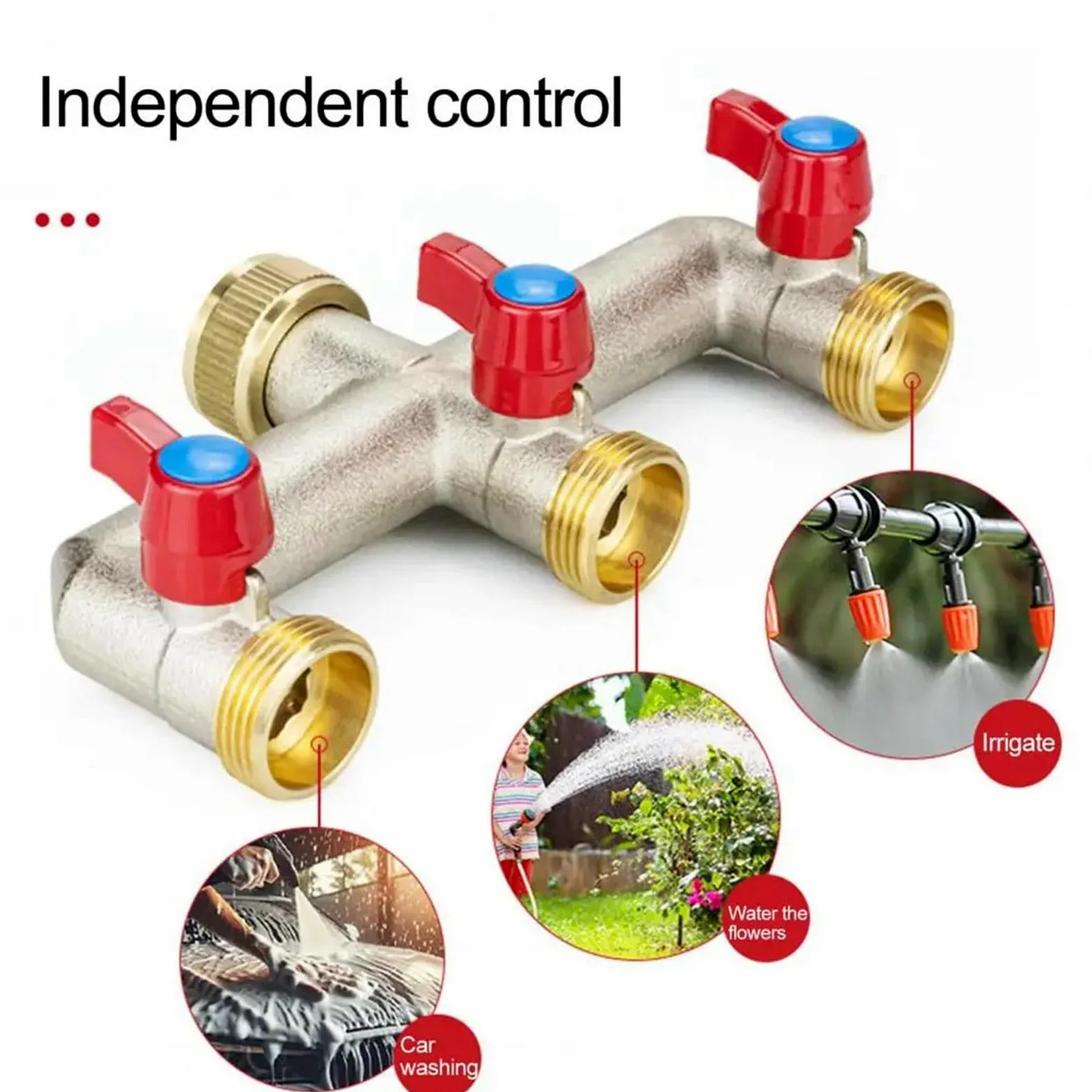 Divisor de Manguera jardín 3 vías, colector Grifo latón niquelado, Adaptador Espiga 3/4 "para Jardines, Granjas para Riego De Jardín Grande
