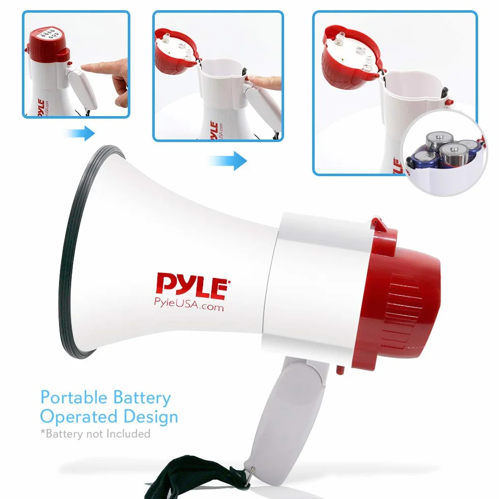 Pyle Megafono Portatil 3 Modos Sonido Hablar Sirena Cambio Voz