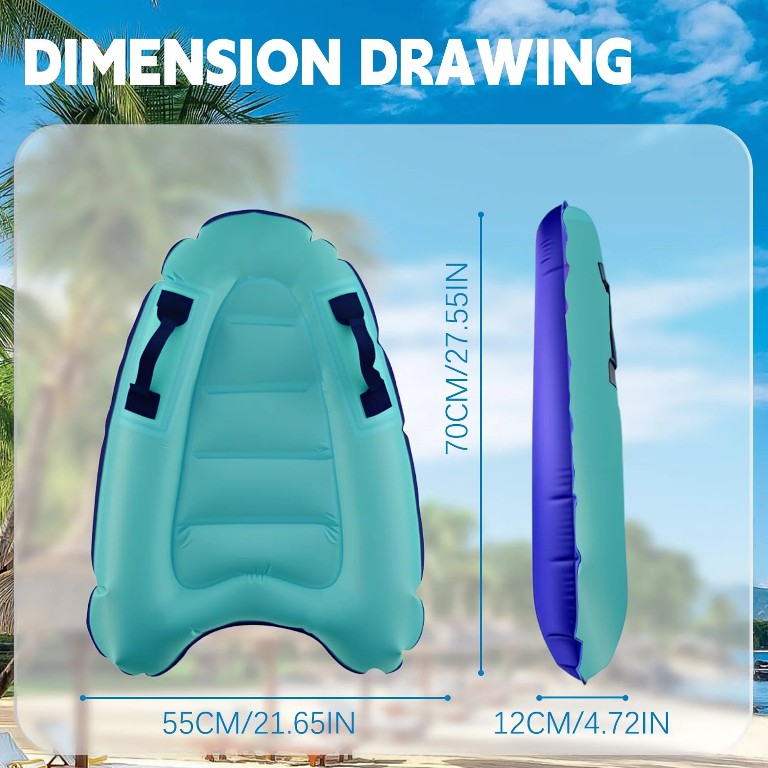 Shyllin Tabla de Surf Inflable para Niños 70 x 55 x 12 cm Bodyboard Hinchable con Asas Portátil