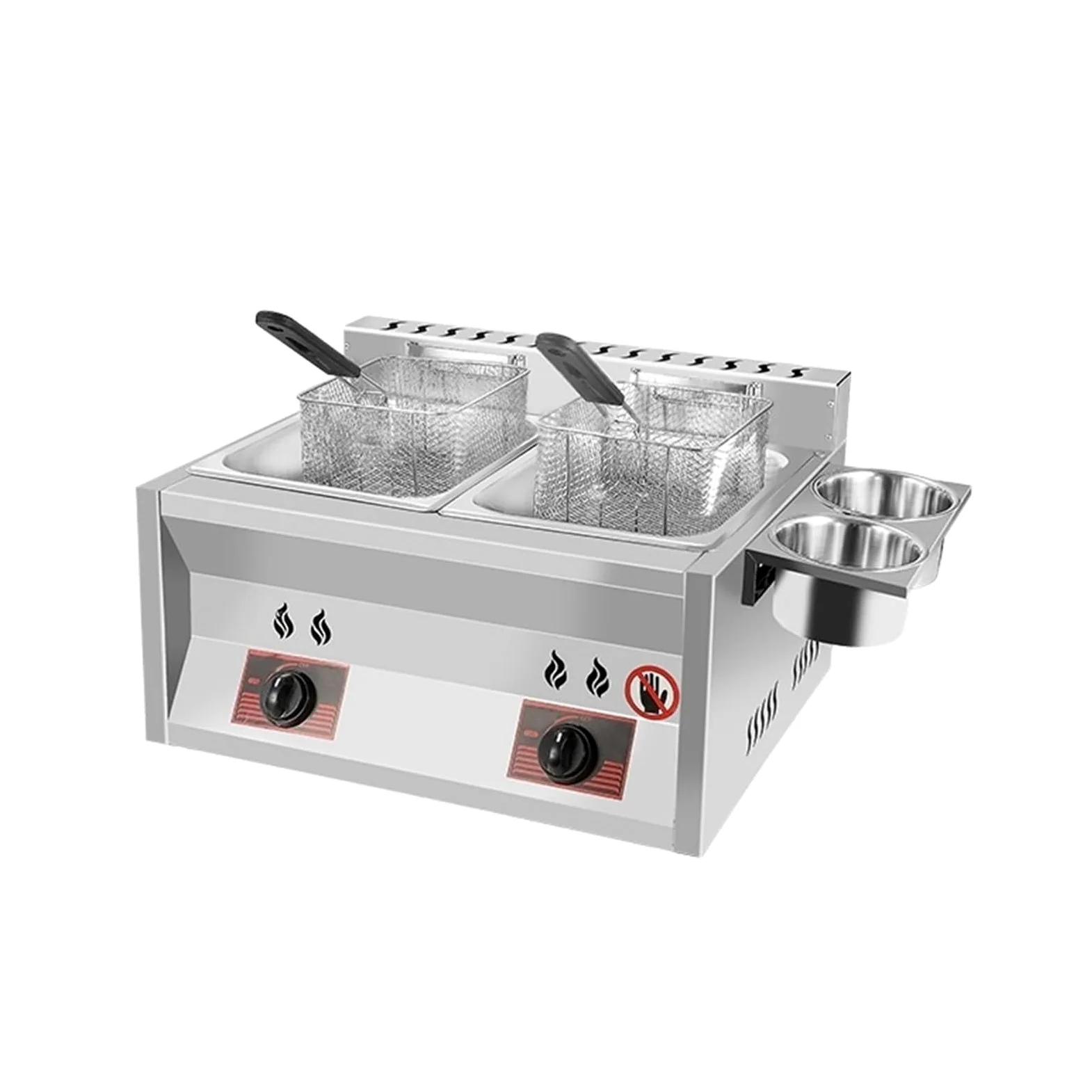 Freidora comercial, freidora eléctrica for pavo con cesta grande, vertical de acero inoxidable resistente for restaurantes y cafeterías Calentamiento RáPido(6L double cylinder gas fryer)