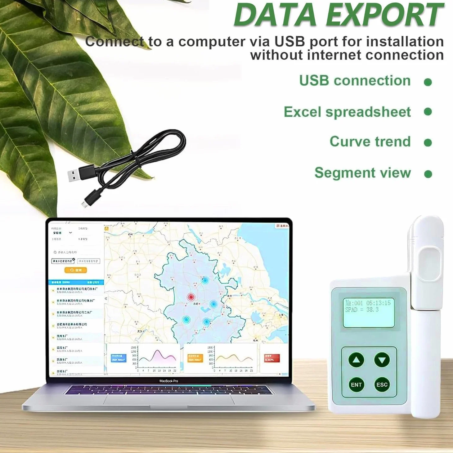 Analizador De Clorofila Portátil, Medidor De Clorofila, Medidor De Contenido De Nitrógeno, Analizador De Nutrientes Para Plantas Con Rango De Medición De 0.0 a 99.9 Spad, Para Agricultura Y Jardinería