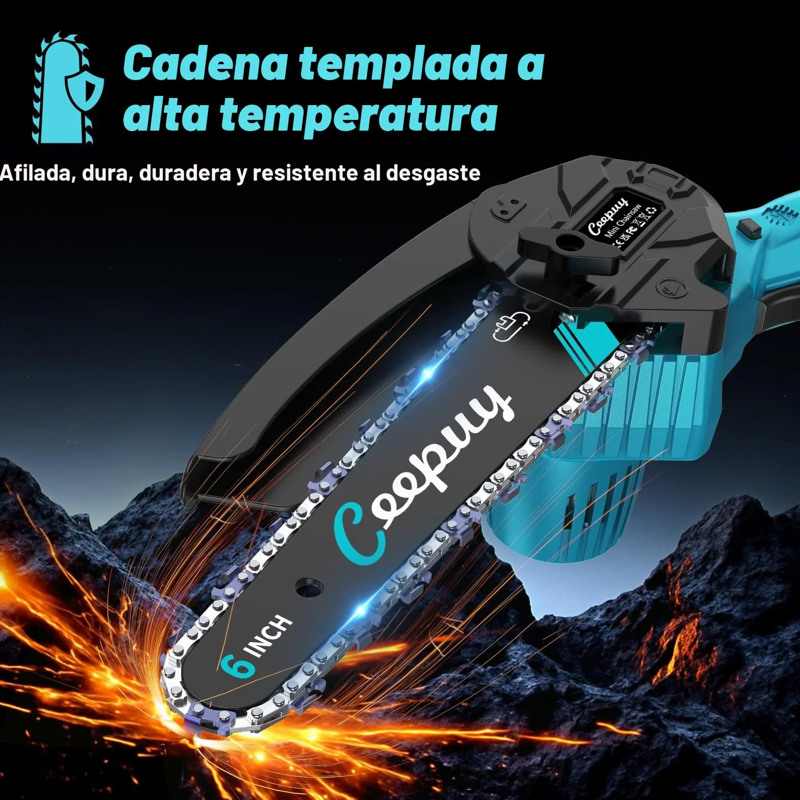 Mini Motosierra Batería 6 Pulgadas 2×4000mAh, Sierra Eléctrica Inalámbrica con Depósito de Aceite, Portátil para Podar Jardinería y Árboles