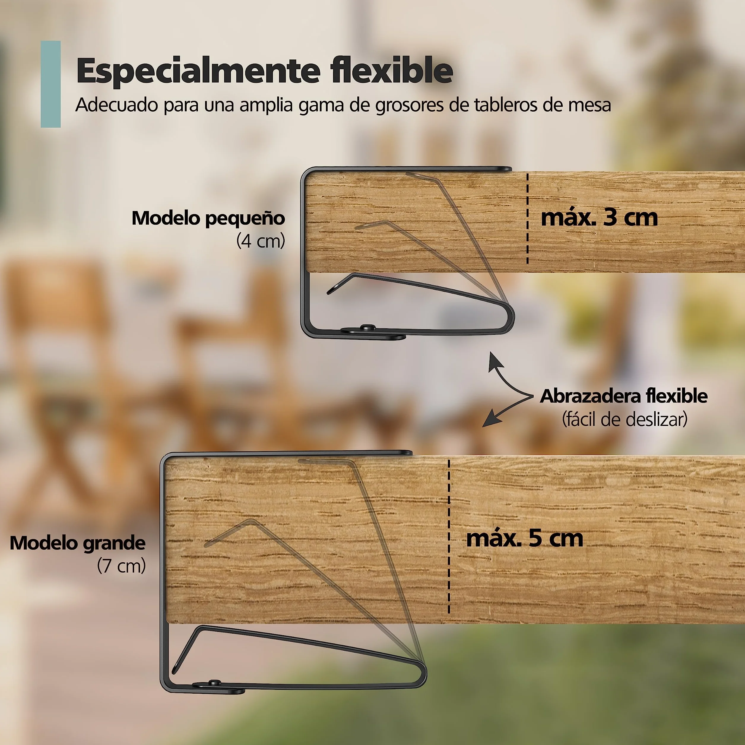 8 x Pinzas para manteles Negro para mesas con un Grosor de 3 cm - - Pinzas para manteles de Acero Inoxidable para Uso en Interiores y Exteriores - - Pinzas para manteles fáciles de Limpiar