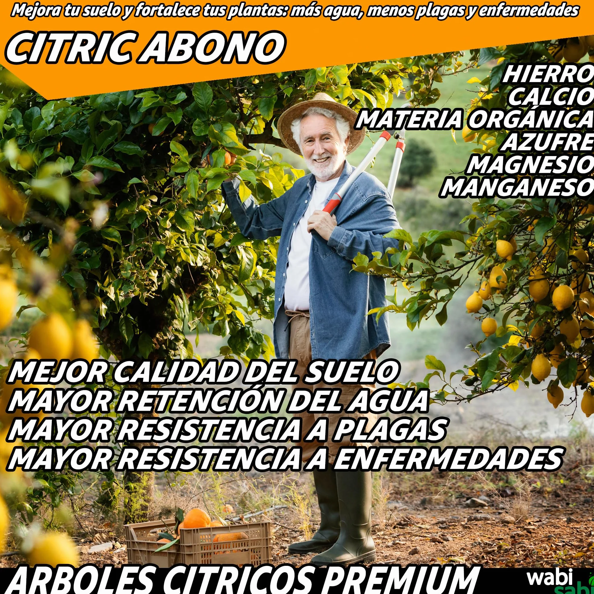 CITRIC ABONO Abono para Cítricos Premium NPK 20-5-10, Hierro, Calcio y Micronutrientes - Mejora Frutos, Fortalece Raíces y Evita Amarillamiento - Ecológico y Orgánico (7kg)