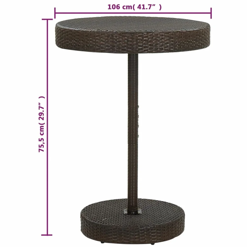 vidaXL Conjunto de Bar para Jardín 5 Piezas Mesa Silla Asiento Patio Terraza Balcón Barra Bistró Muebles Mobiliario Ratán Sintético Marrón