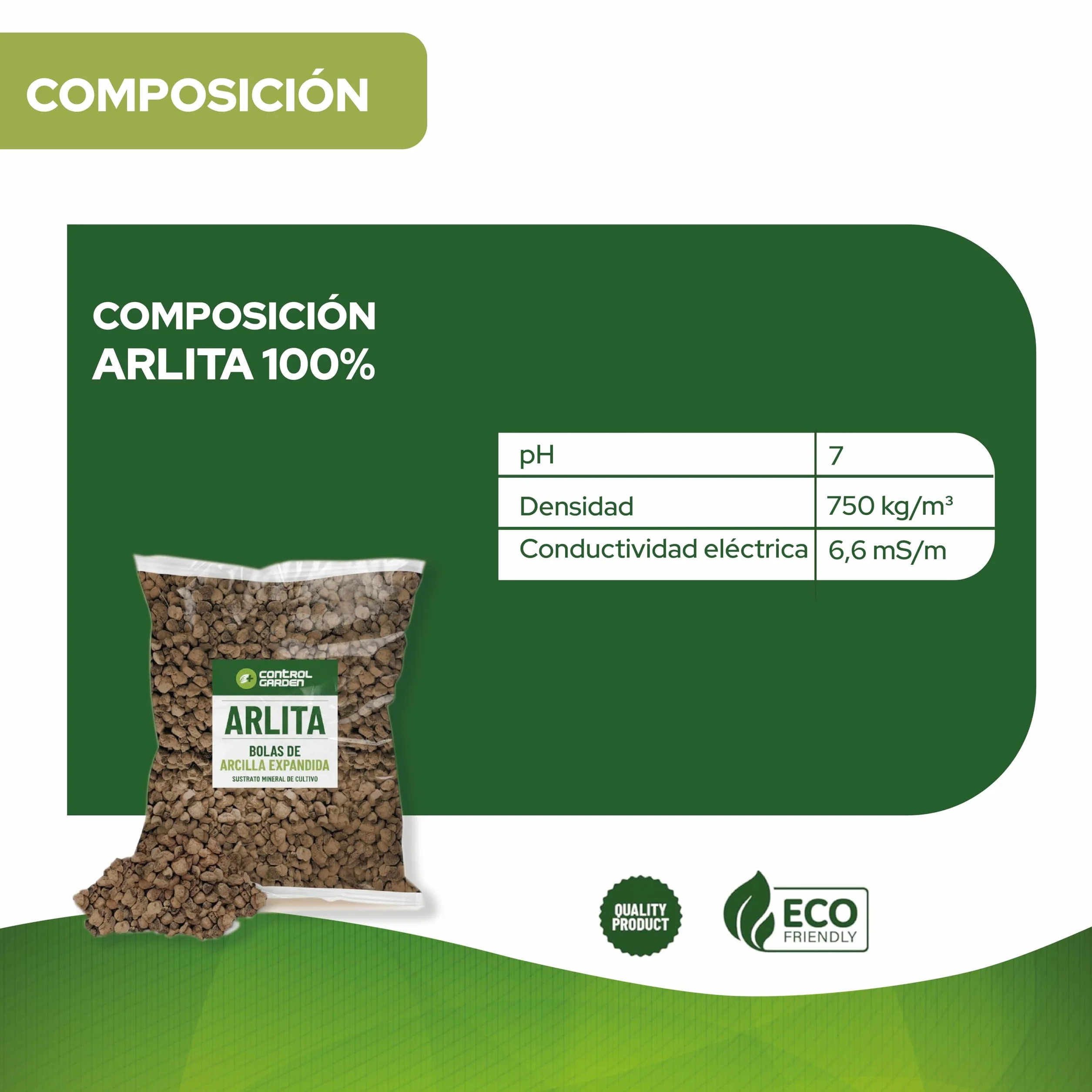 CONTROL GARDEN Arlita 20L | Bolas de Arcilla Expandida | Drenaje para Macetas, Cultivos y Plantas | Fabricado en España