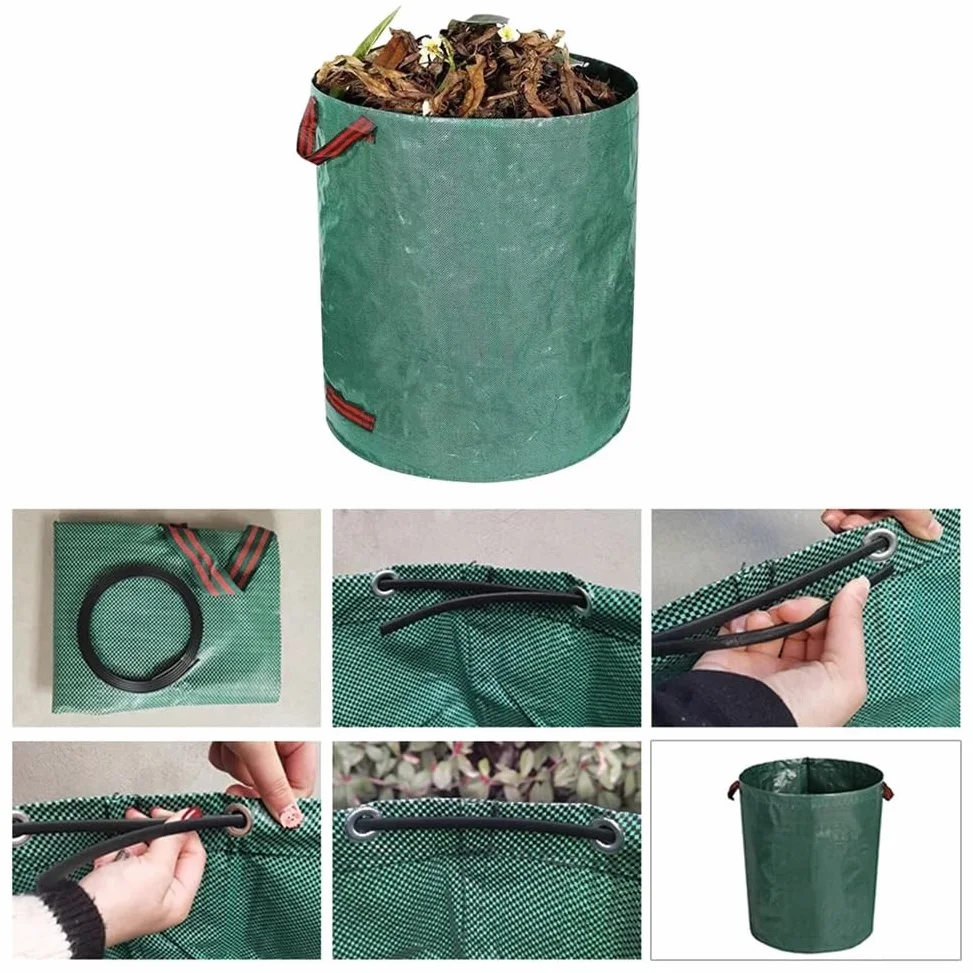 Bolsa de residuos jardín reutilizable, saco hojas impermeable, almacenamiento basura Bolsa para hojas
