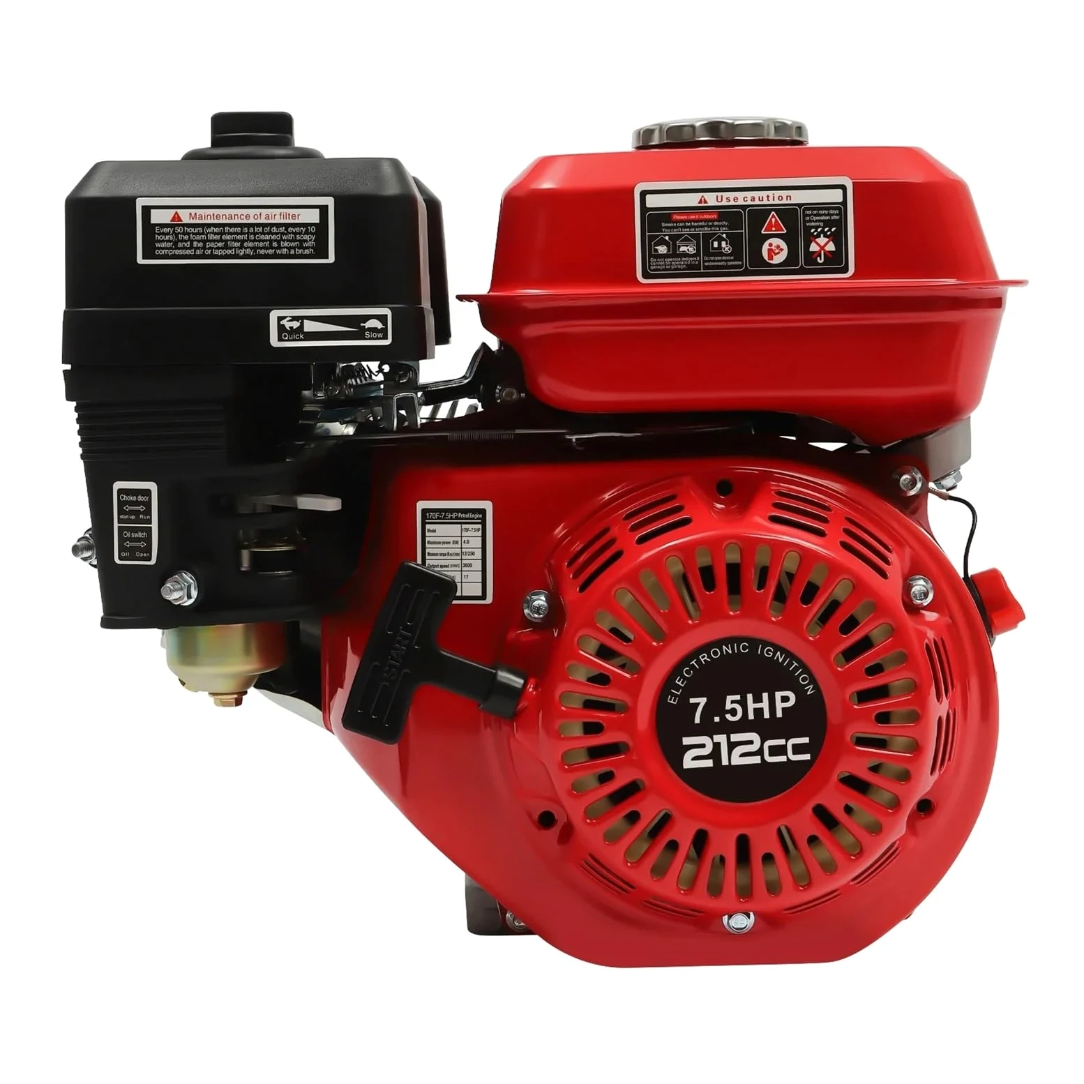 Motor De Gasolina Estacionario 4 Tiempos Y 7,5 HP,1 KW, Kart, Monocilíndrico, Cilindrada 208 CC Gran Potencia