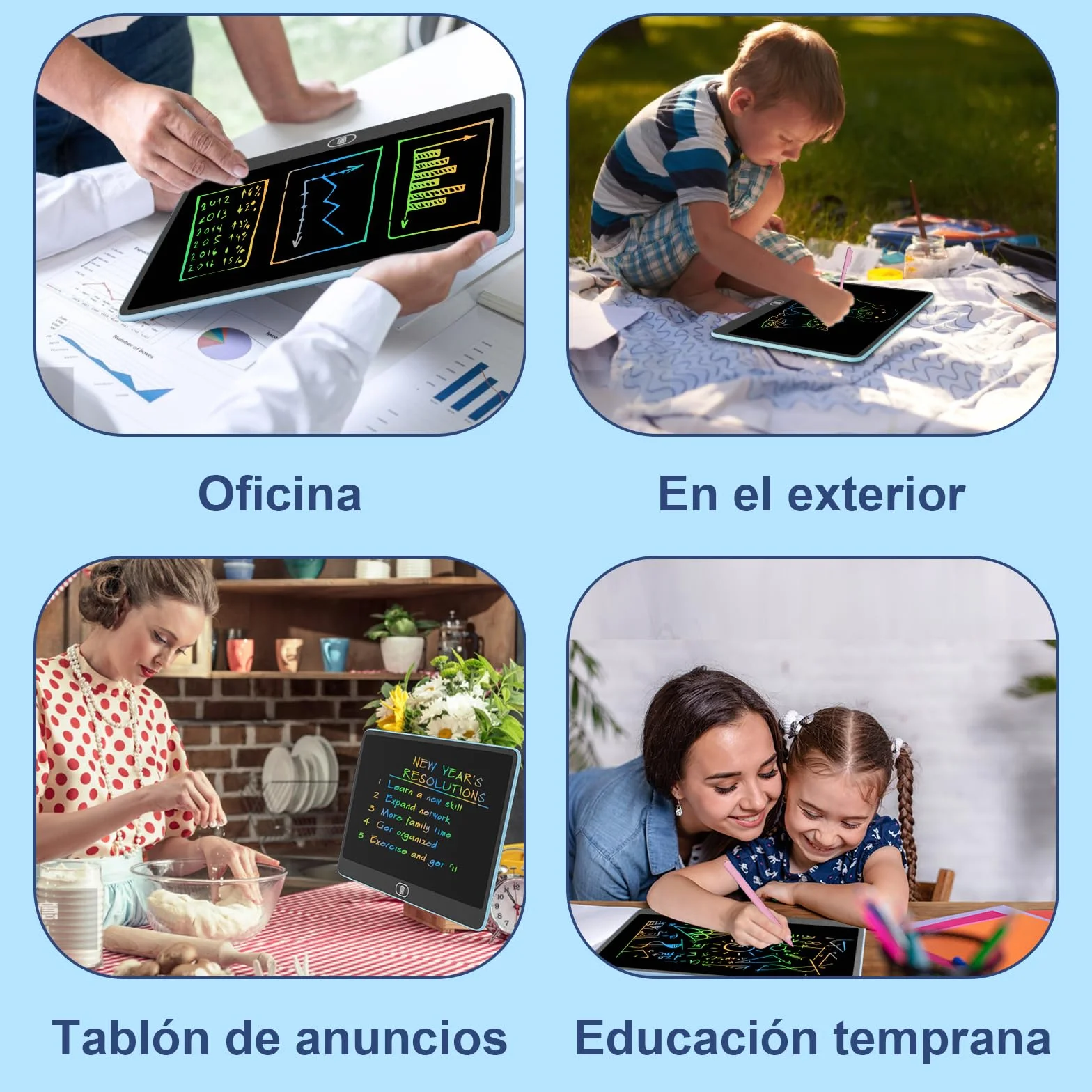 Electight 16 Pulgadas Tableta de Escritura LCD, Tableta de Graffiti para Niños 3-12 Años, Reutilizable, Juguete Educativo Azul