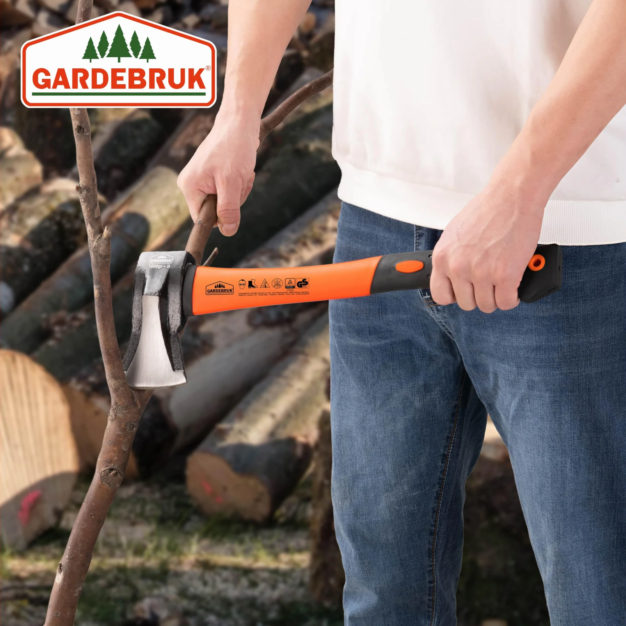GARDEBRUK® Hachas para Leña de Mano Grande 88,5cm,Hacha Pequeña 42,5cm, Acero al Carbono, Universal, Ergonómicas, Herramientas Jardineria Troncos