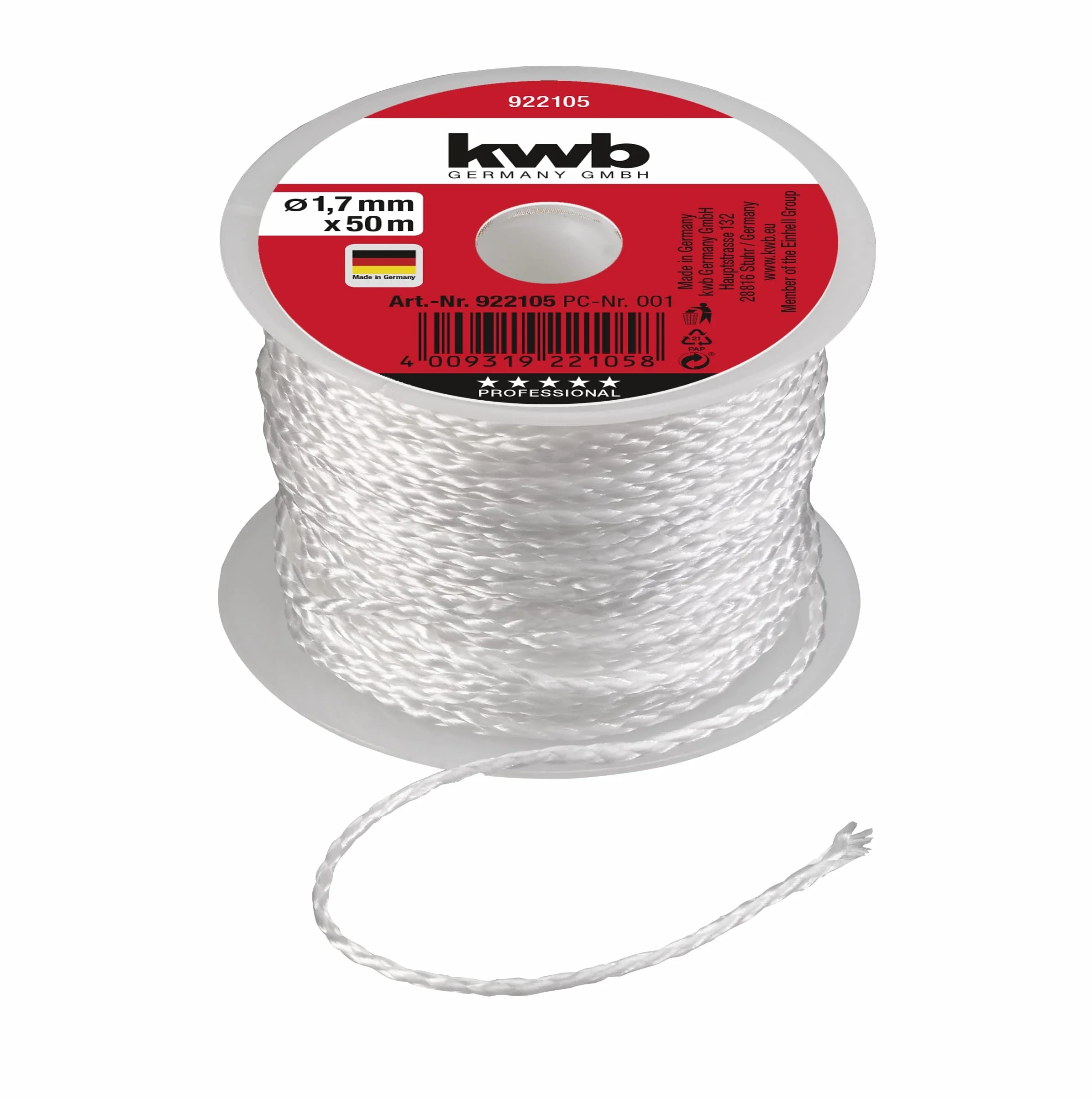 Kwb 9221-05 - Cable de albañil de 50 m, 1,7 mm, Blanco,