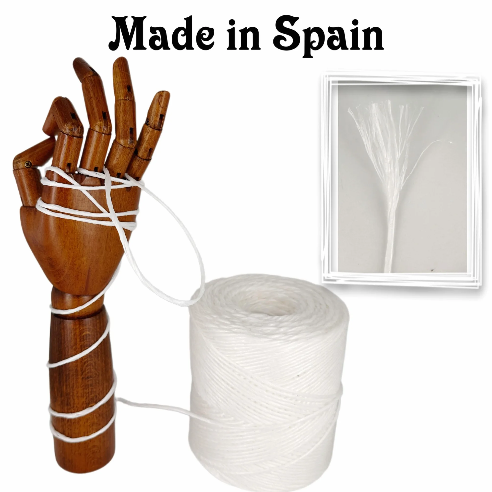 Hilo Rafia Polipropileno, 1,6MM * 420M, Hecho en España, para Agricultura, paquetería, Bricolaje, jardinería Blanco