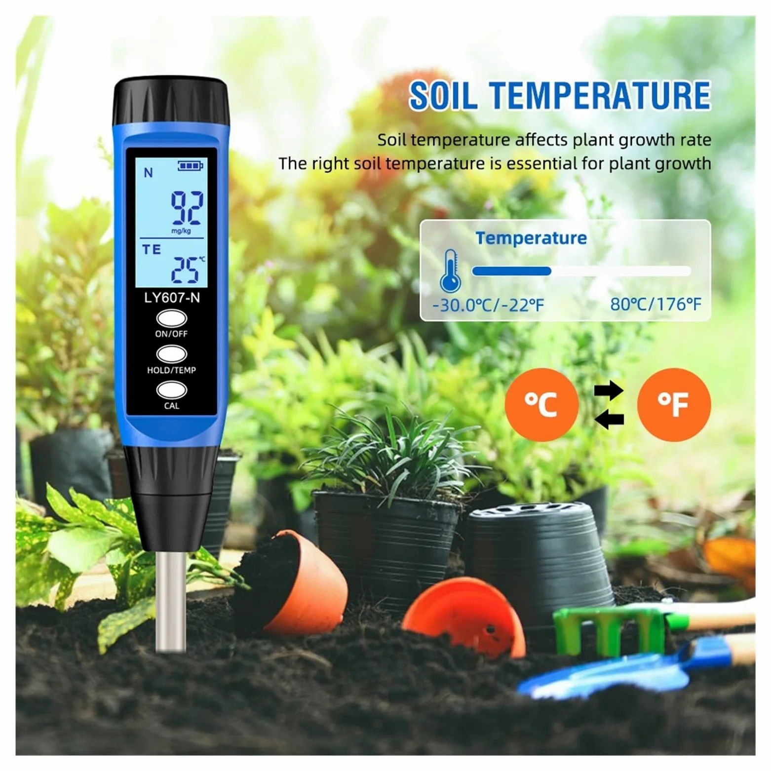 Analizador profesional de nitrógeno y potasio del suelo, medidor fósforo, analizador fertilidad Agricultura y actividades al aire libre(K Tester)