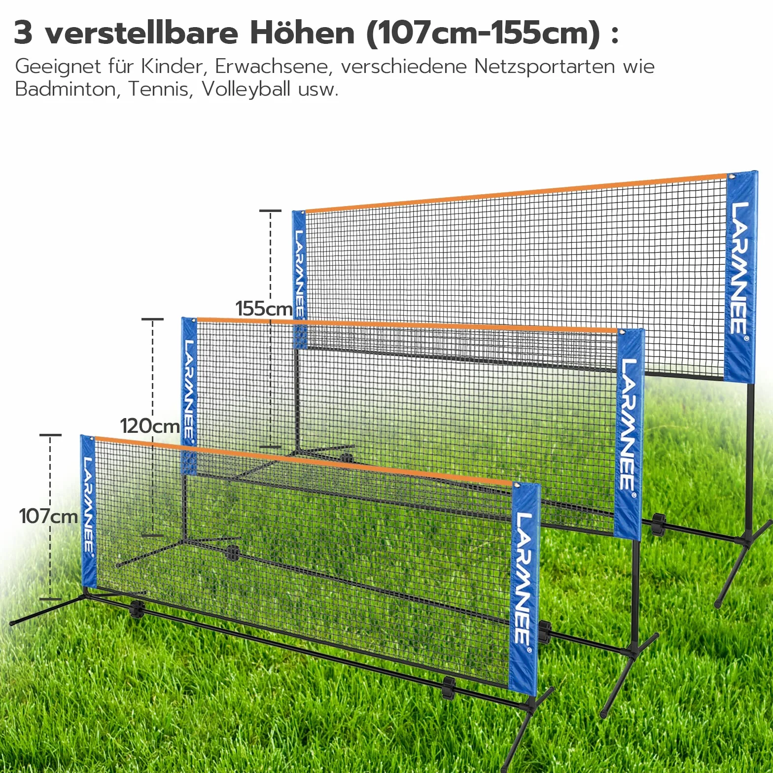 Red de Bádminton Plegable Ajustable Portátil para Exteriores LARMNEE