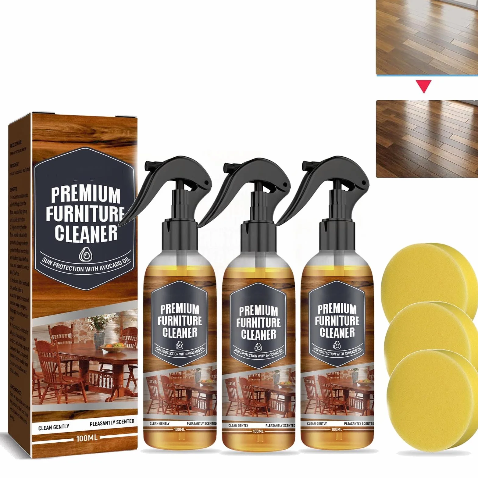 Potente limpiador de suelos para descontaminación, limpiador de suelos, potente limpiador de suelos, limpiador multiusos, pulido de suelos de madera, limpiador blanqueador de azulejos (3PC)