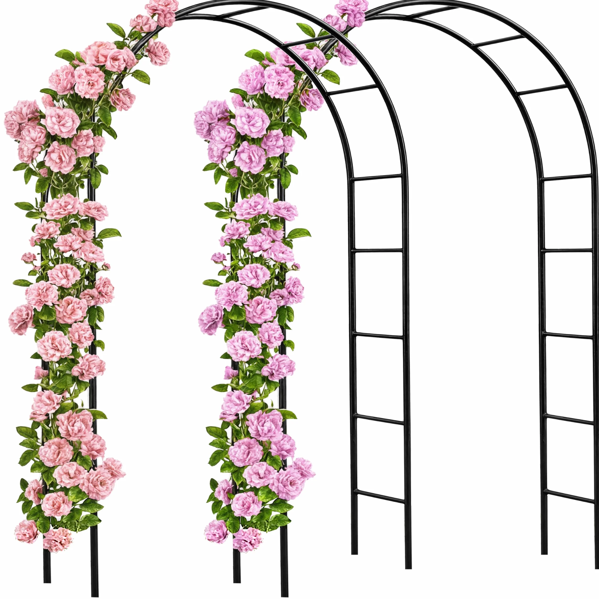 Gardebruk 2X Arco Decorativo para Rosas Plantas Trepadoras 240x140cm Enrejado de Metal Jardín Eventos Negro