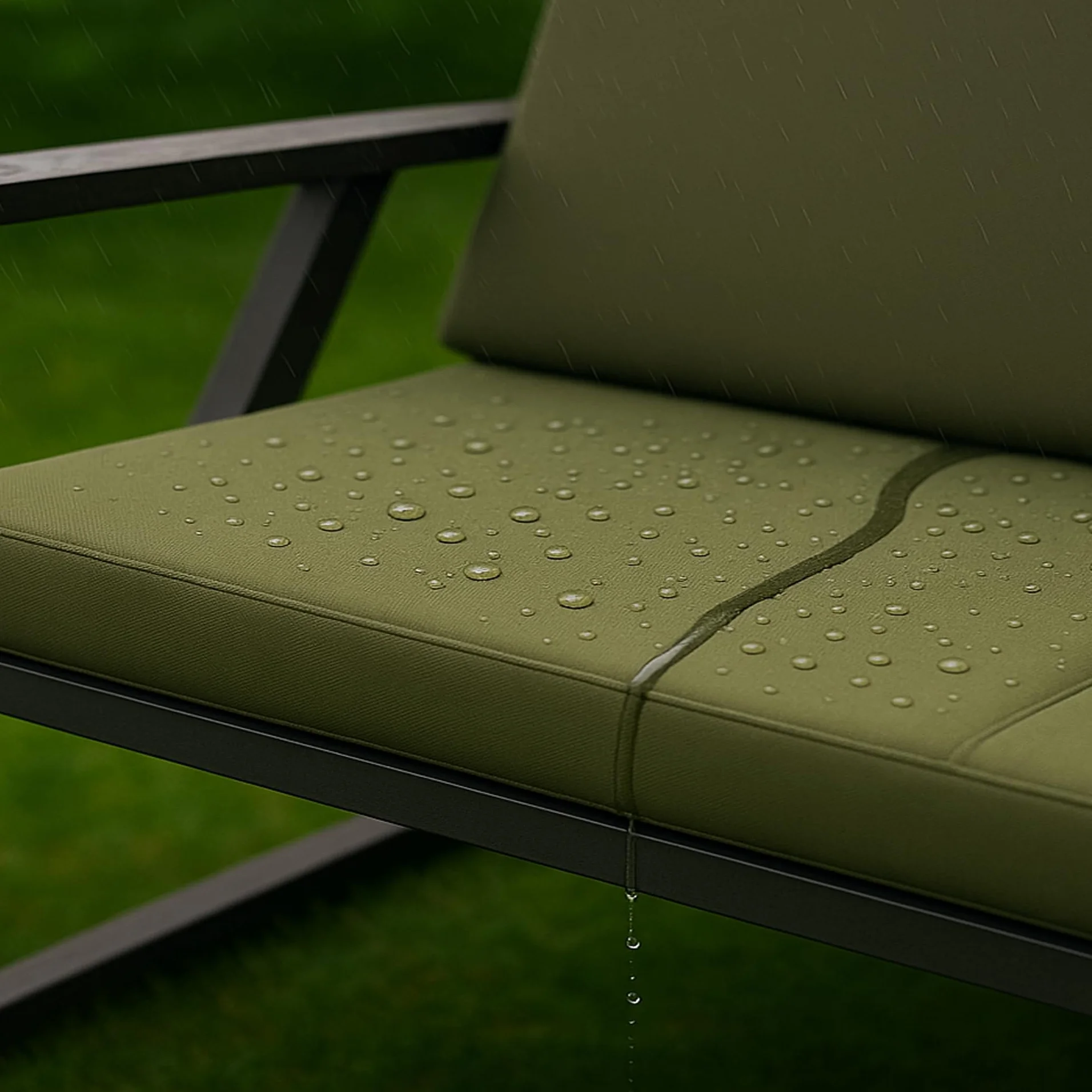 Cojín para columpio de jardín, 7 cm de grosor, acolchado para asiento y respaldo, funda extraíble, reversible, juego de cojines de jardín (verde oliva, 160 x 50 x 50 cm)