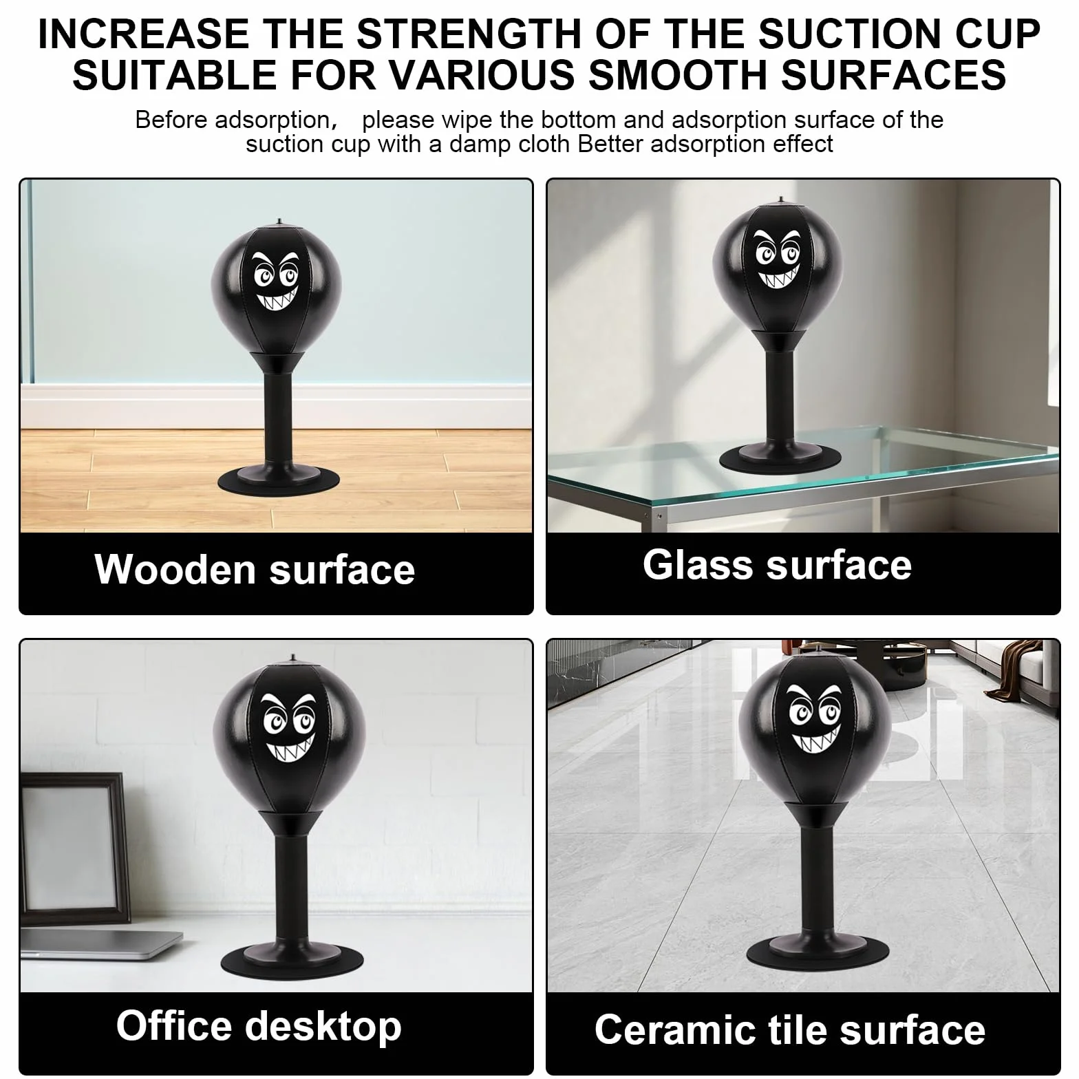 Mesa de Punching Ball, Saco de Boxeo de Escritorio con Ventosa Súper Fuerte, Antiestrés