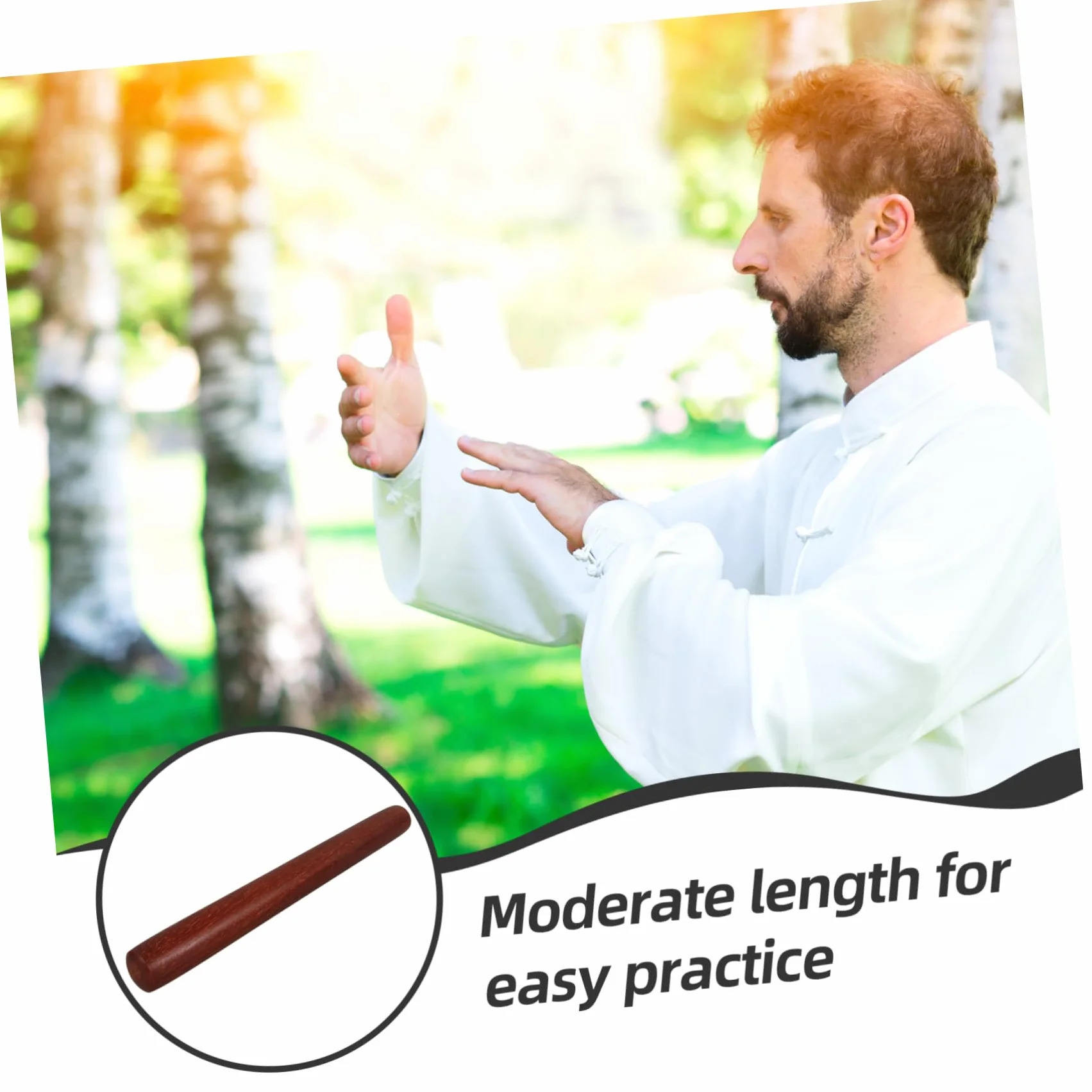 Yardwe Regla de Tai Chi Portátil de Madera, Palo de Kungfu para Práctica de Artes Marciales