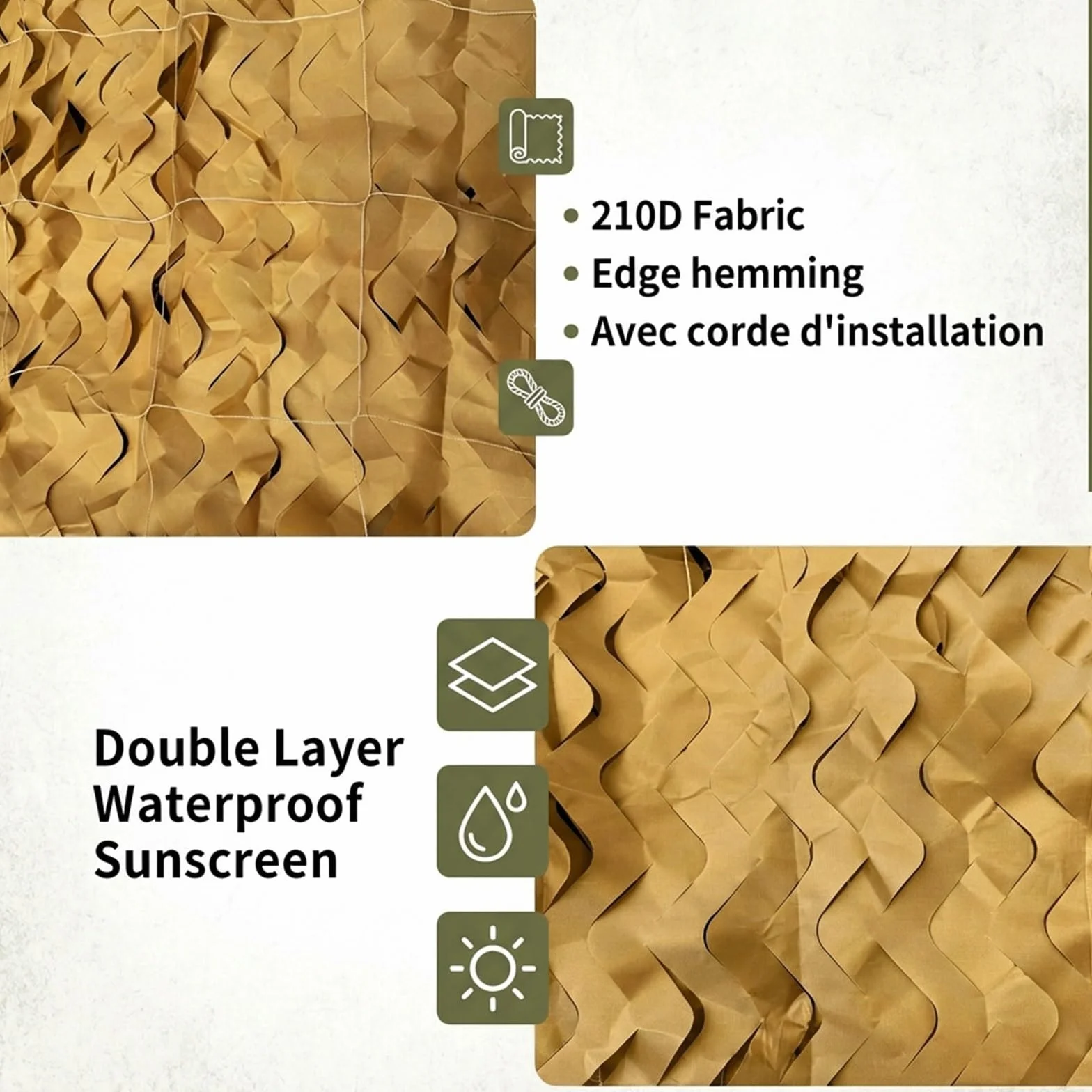Red de Camuflaje Militar Reforzada Anti-UV Protección Solar Vela de Sombreado Terraza Pergola Jardín Caza Airsoft