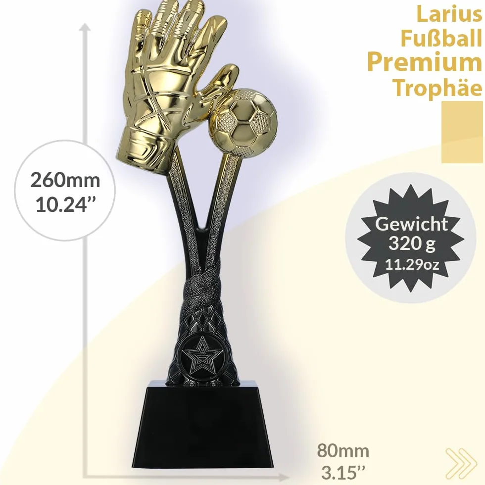Larius Copa de fútbol trofeo dorado 26 cm 320 g con/sin grabado