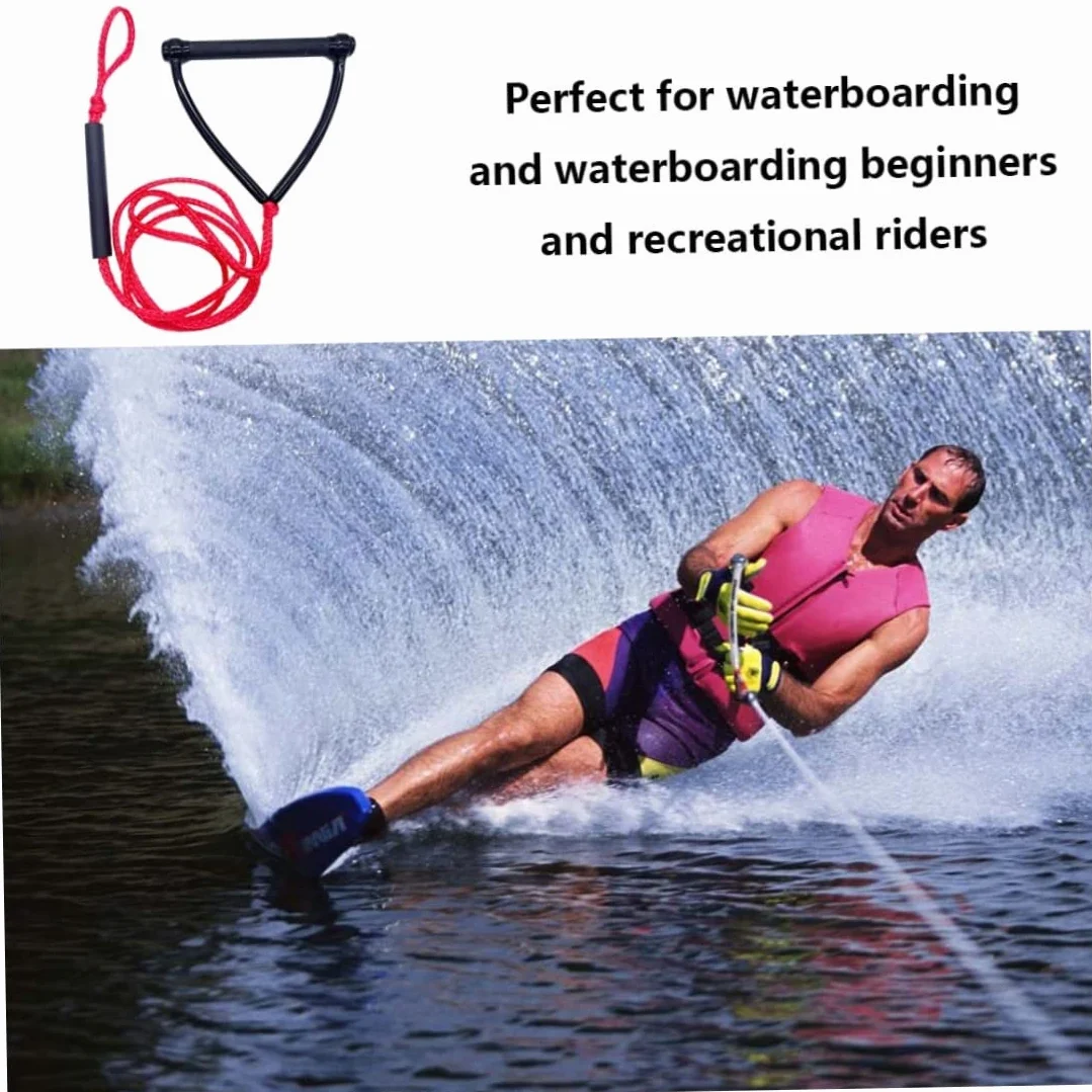 Cuerda para Wakeboard con Mango, Esquí Acuático, Remolque, 24 Pies, Rojo