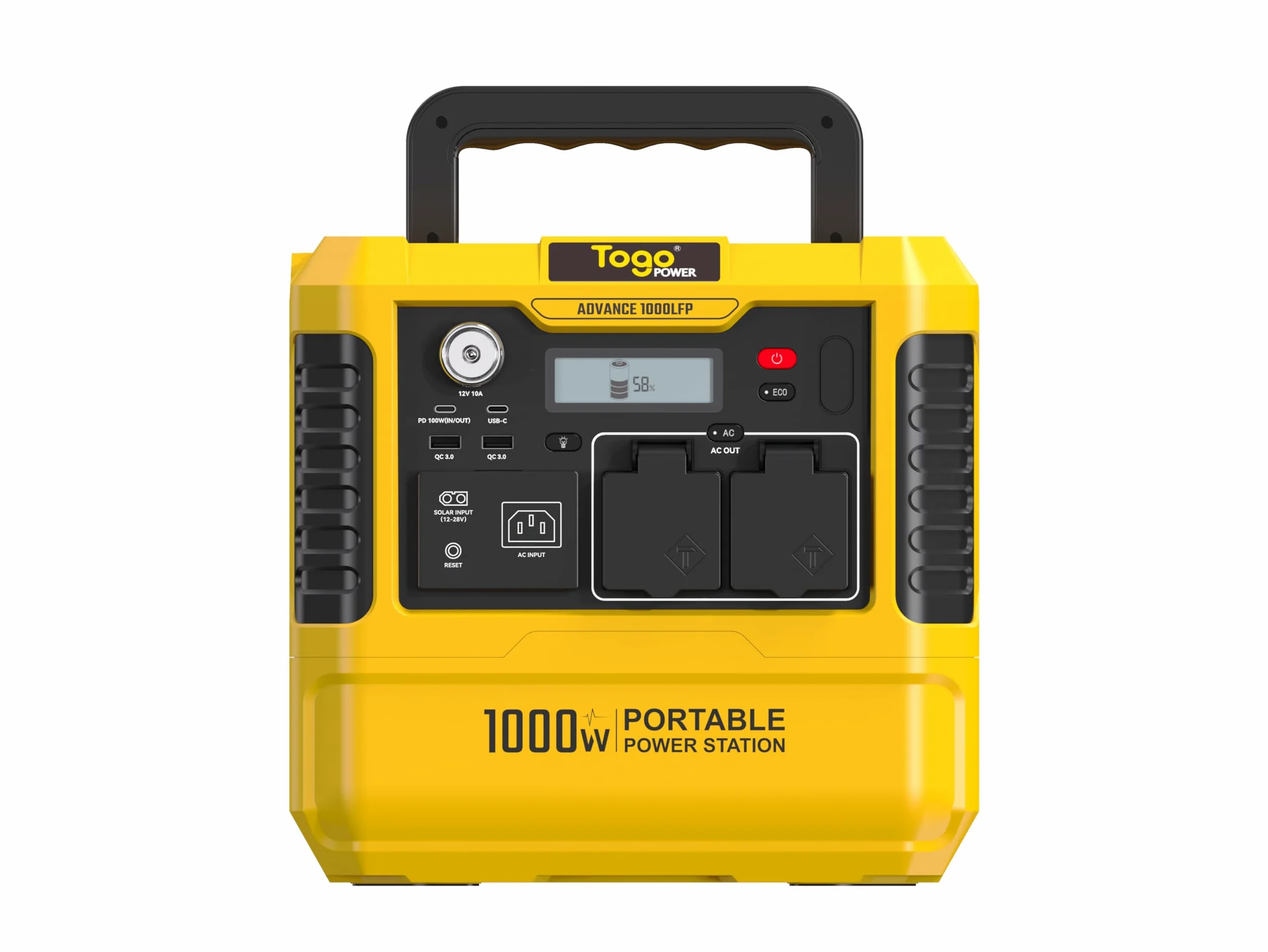 Togo POWER estación de energía portátil 1000W 1037Wh, generador solar con batería LiFePO4, pantalla LCD, 4 modos de carga y 8 salidas para camping y cortes eléctricos