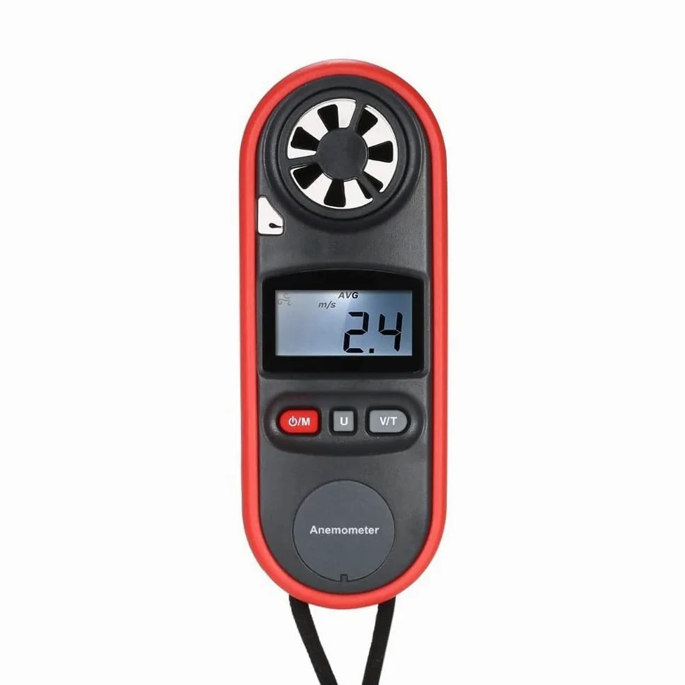 Anemómetro Digital de Mano con Interfaz USB, medidor portátil de Temperatura, Humedad, Velocidad del Viento con retroiluminación LCD y caudalímetro.
