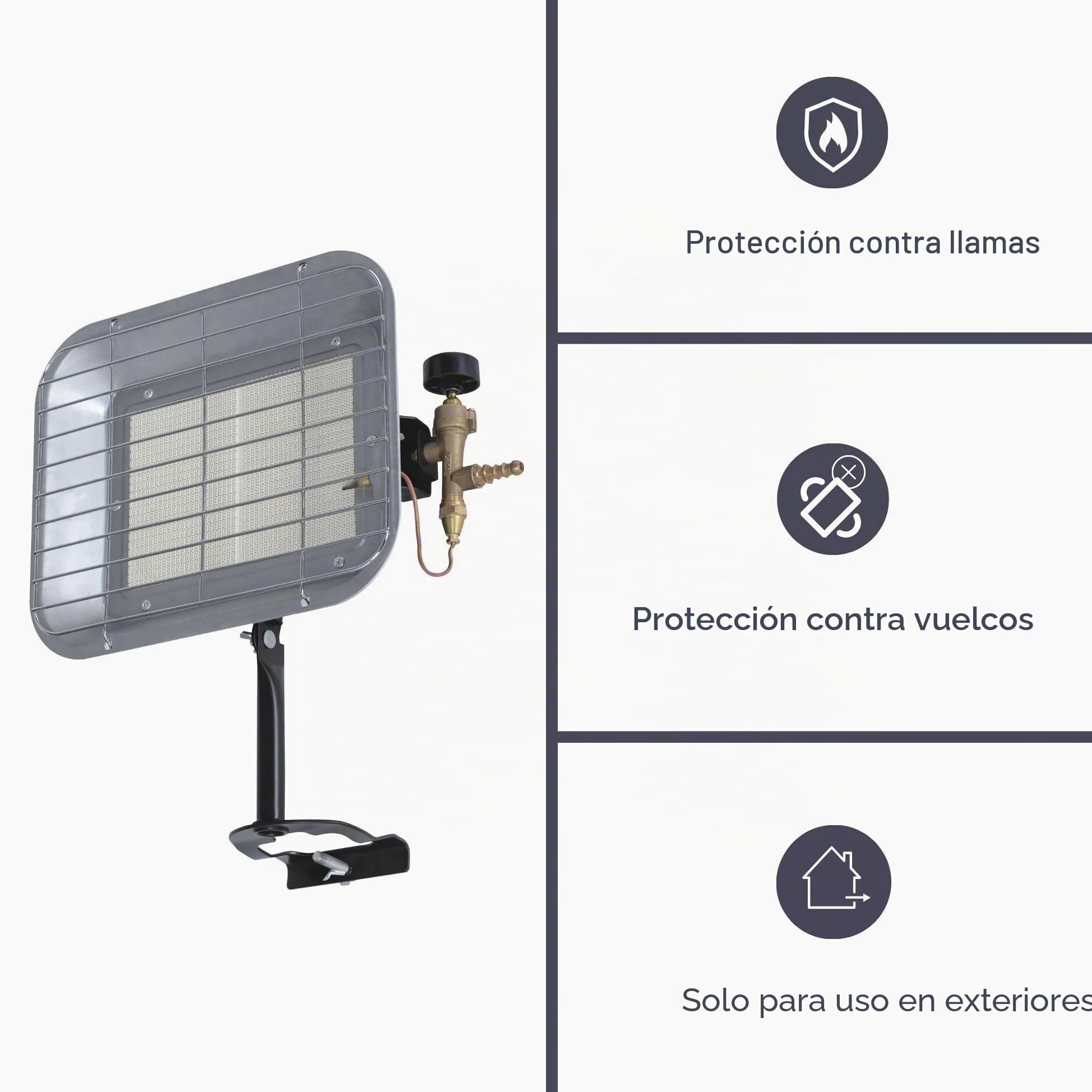 Perel Calentador de terraza gas 4500 W butano propano