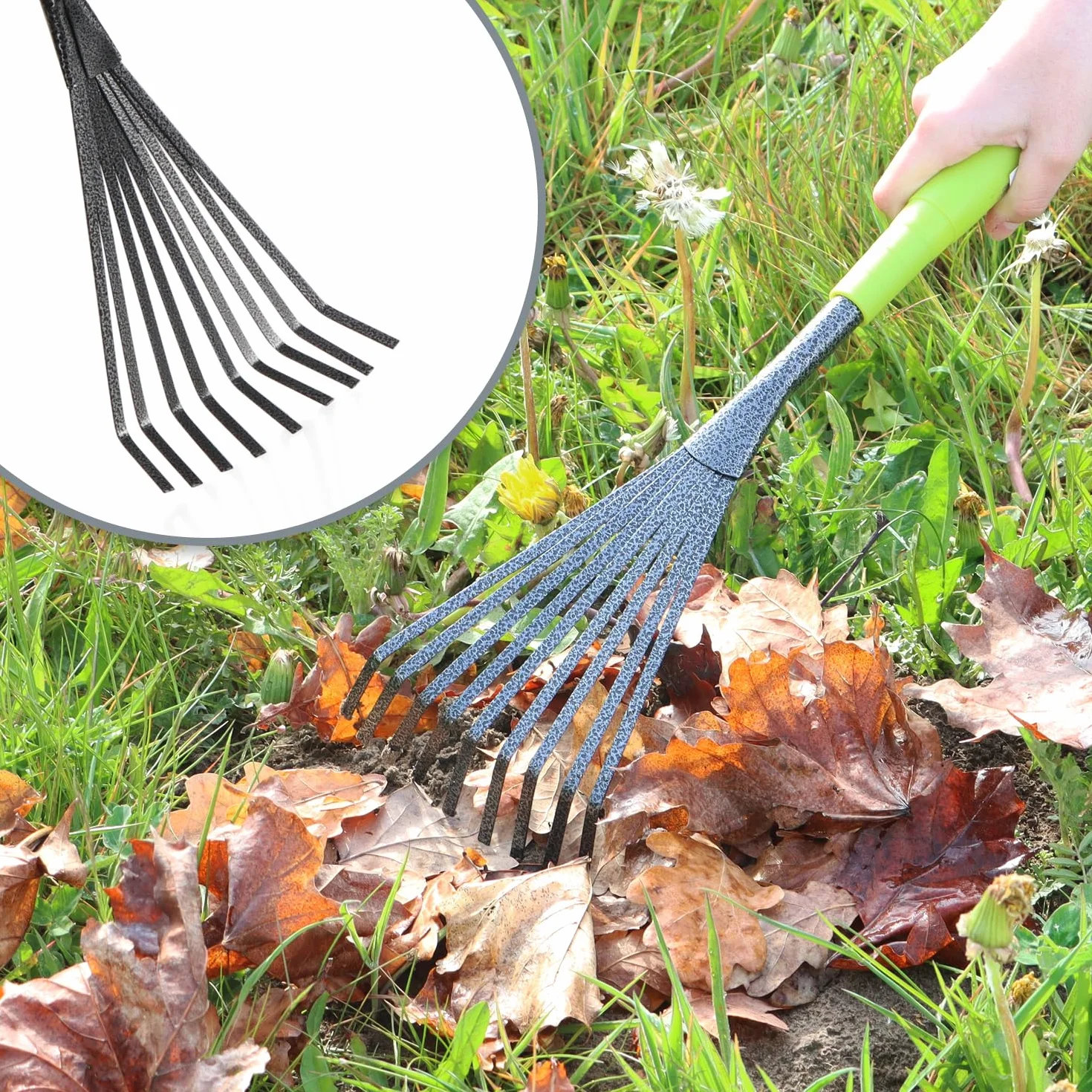 COM-FOUR® Juego de Herramientas de jardín de 5 Piezas - Juego de jardín con Azada Doble, cultivador pequeño, raspador para Juntas, rastrillo de Mano, Paleta de Flores