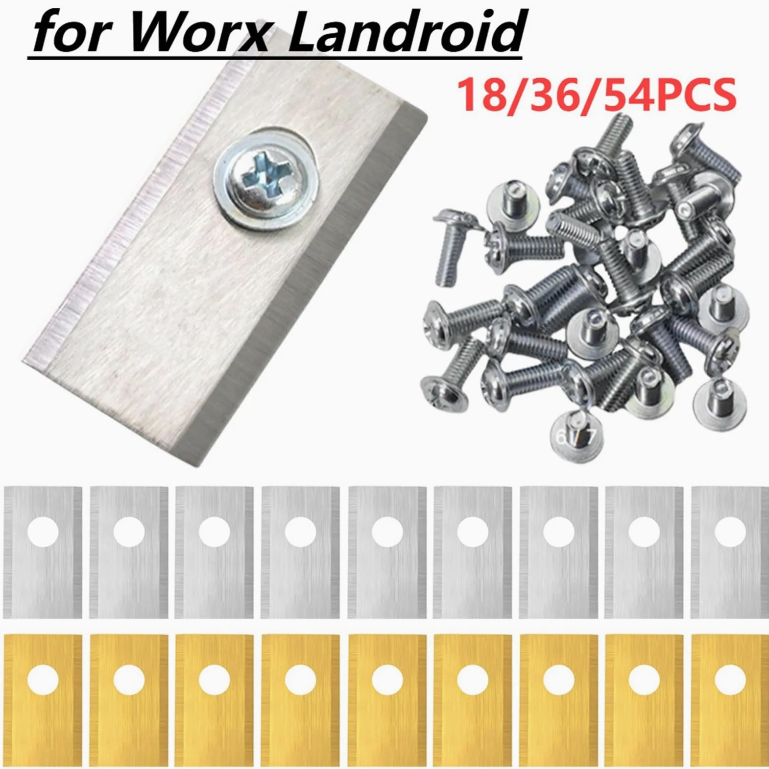 Juego De Cuchillas Corte For Cortacésped Acero Inoxidable Repuesto, 18/36/54 Uds., Robótico Compatible Con Wo&rx* Land&roid*(Gold 54PCS)