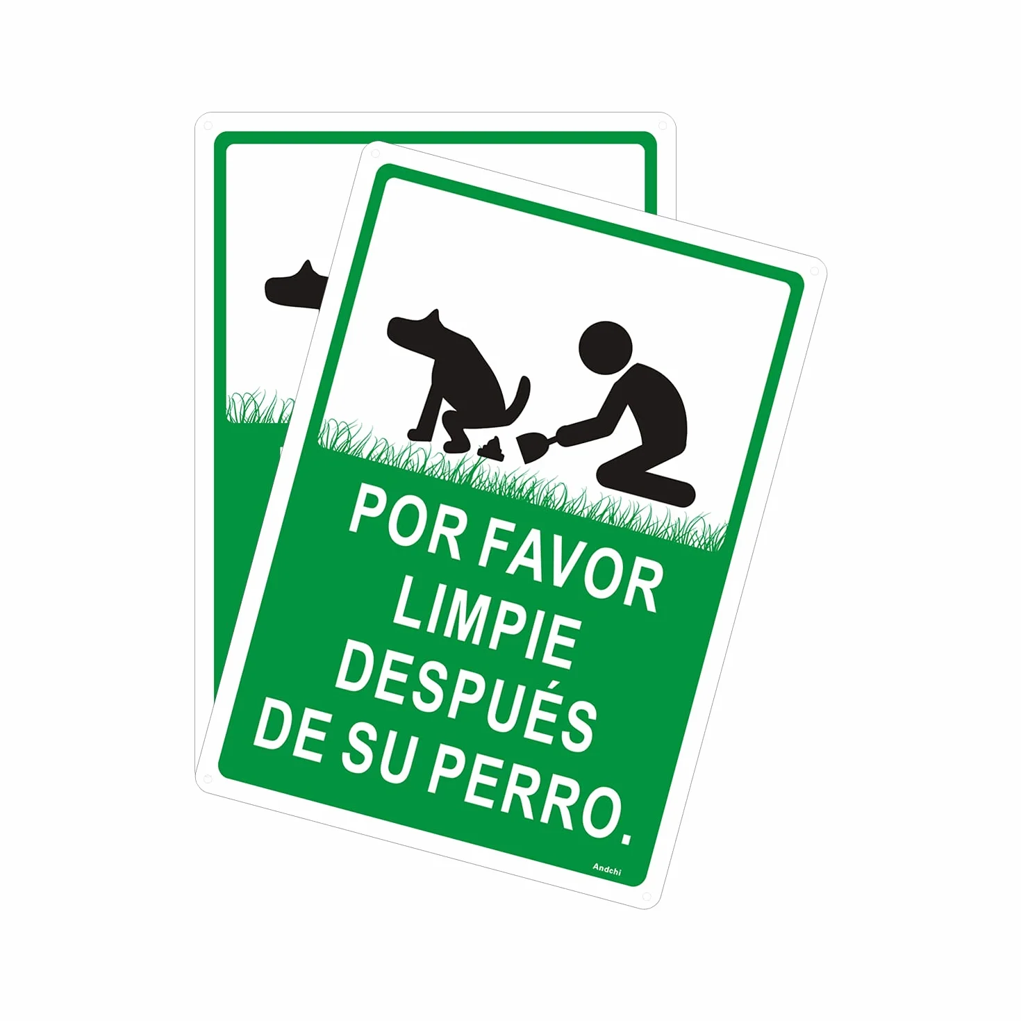 2-Pack Signo de Perro, por Favor LIMPIE DESPUÉS DE SU Perro, Letrero metálico de Aluminio, 25 x 35 cm, Inoxidable para Exteriores, Resistente a la decoloración