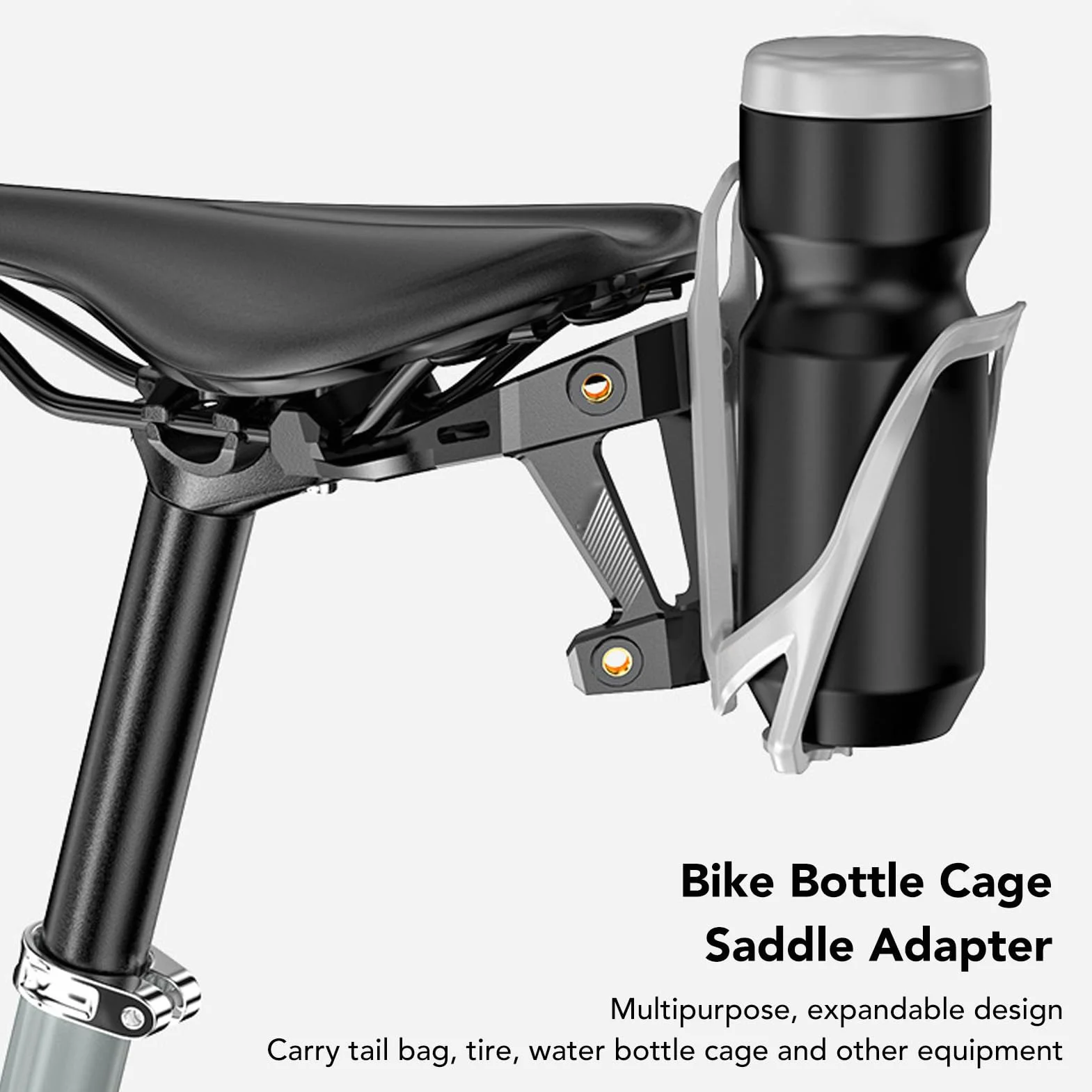 Adaptador Sillín Bicicleta, Soporte Portabotellas Resistente y Engrosado para Botellas Individuales y Dobles
