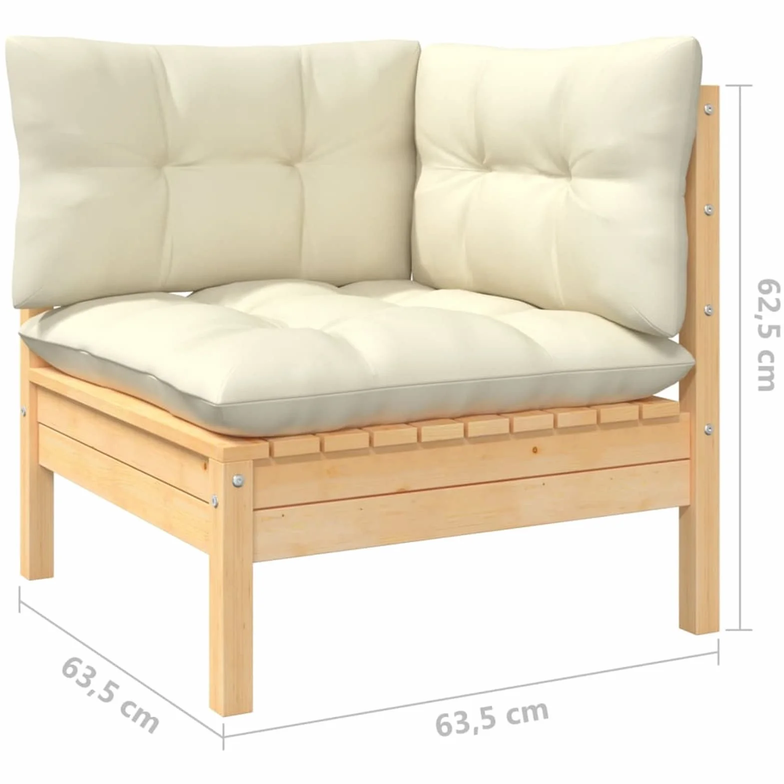 Muebles de jardín 3 Piezas Cojines, Set Exterior Jardin, Conjunto De Jardin, Conjunto Muebles Jardin Exterior, Sofa Jardin Terraza, Madera Maciza de Pino Crema