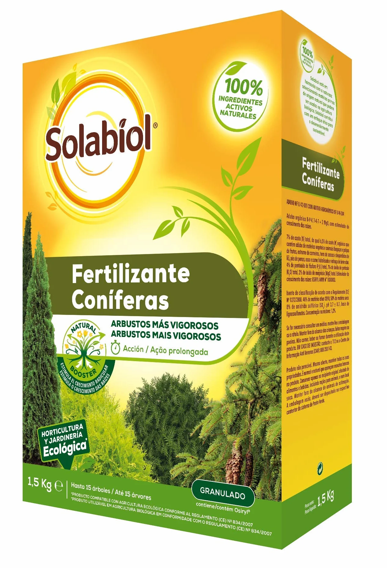 Solabiol Fertilizante para coníferas y otros arbustos, 100% orgánico
